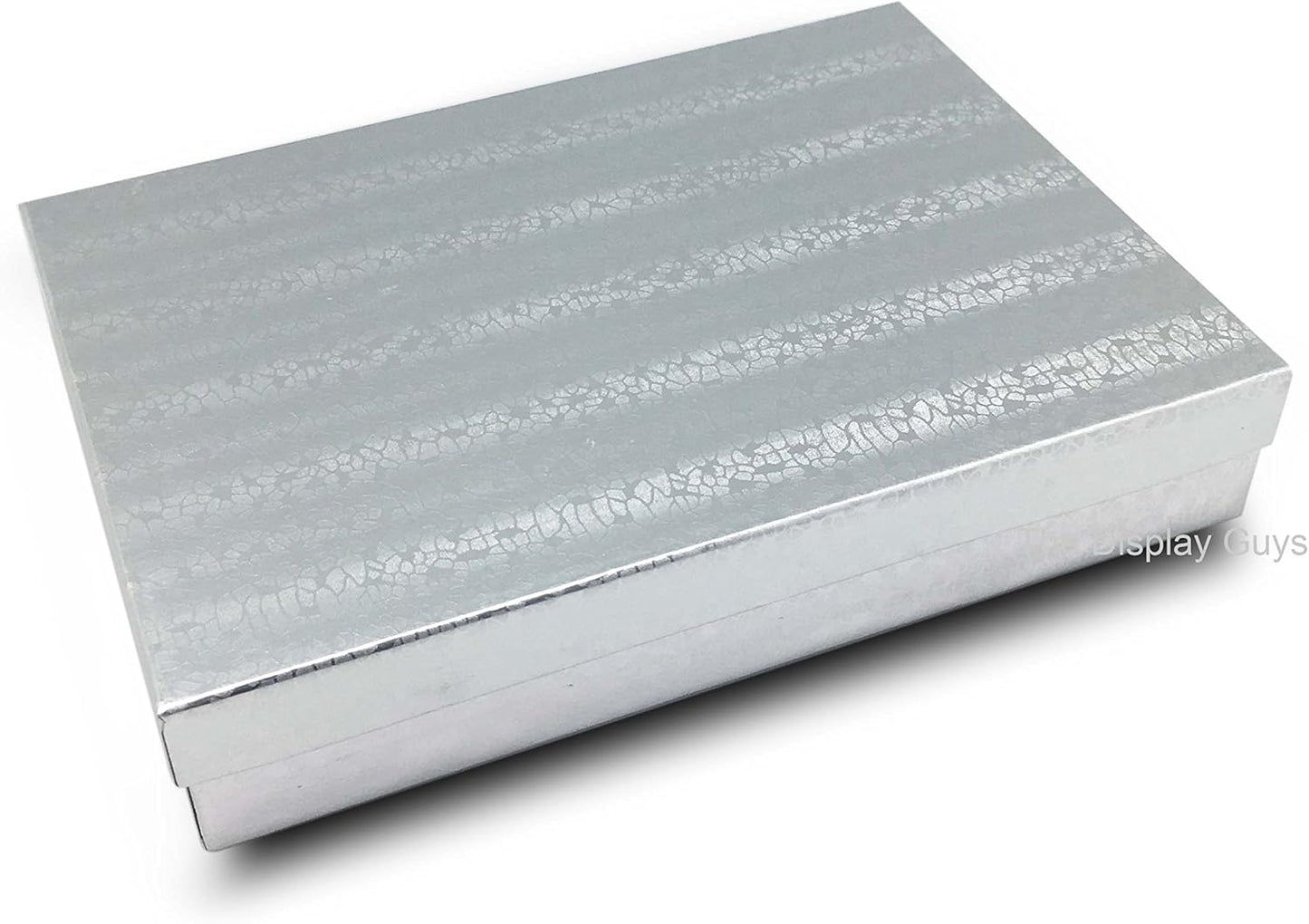 TheDisplayGuys - 25-Pack #53 Kraft Paper Cardboard Gift Boxes/Jewelry Cases w. Cotton Padding & Lid - Silver Foil - (5.4" x 3.9" x 1.0")