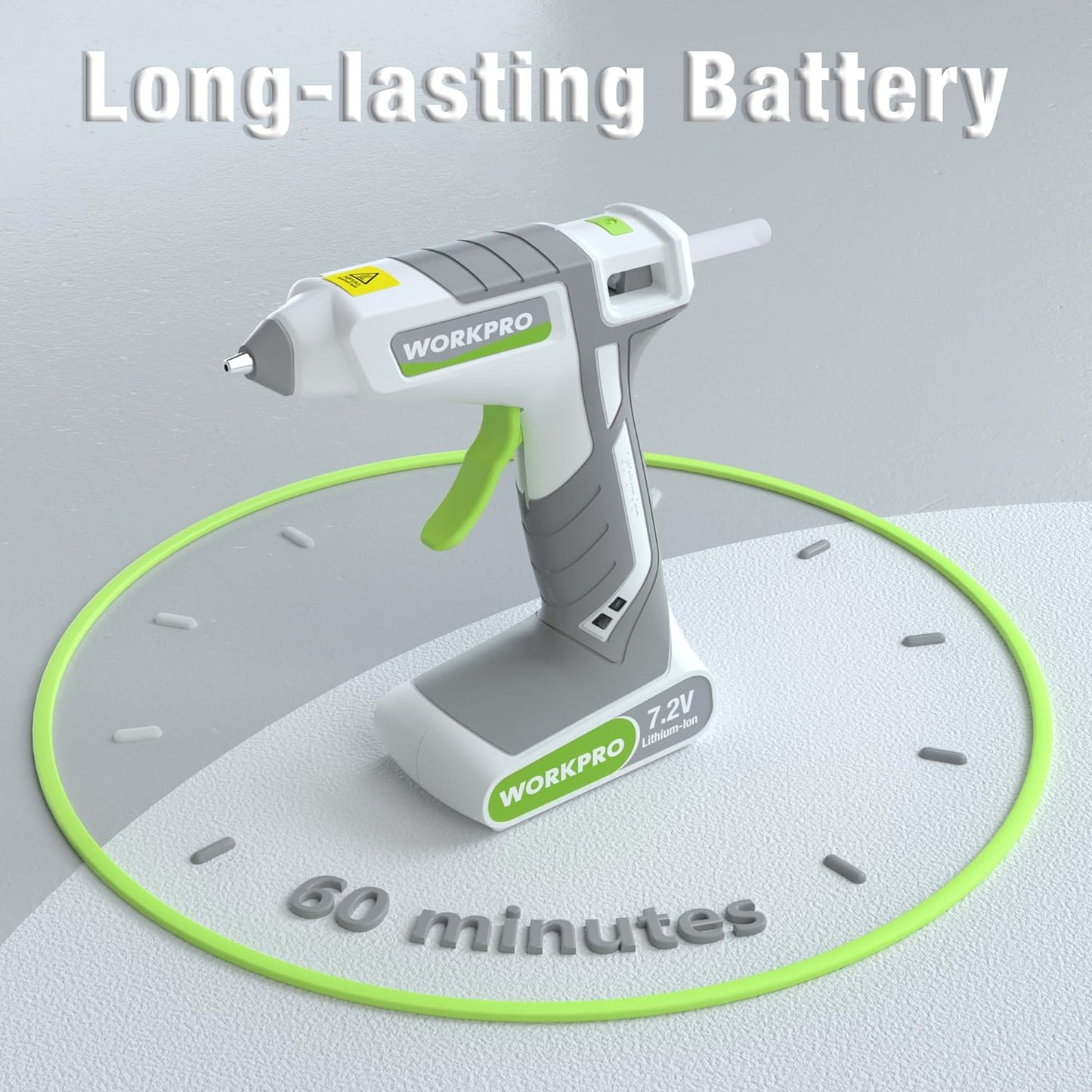 WORKPRO 7.2V Cordless Hot Melt Glue Gun, Rechargeable Fast Preheating Glue Gun Kit with 20 Pc Premium Mini Glue Stick, Automatic-Power-Off for Art, Craft, Decoration, USB Type-C Cable Included