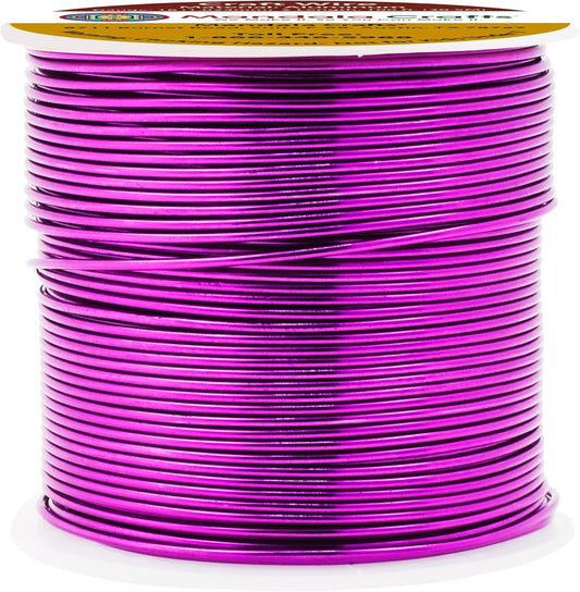 Mandala Crafts 18 Gauge Anodized Aluminum Craft Wire for Jewelry Making - 100 FT Colored Flexible Magenta Wire - Bendable for Bonsai Armature Crafting Sculpting