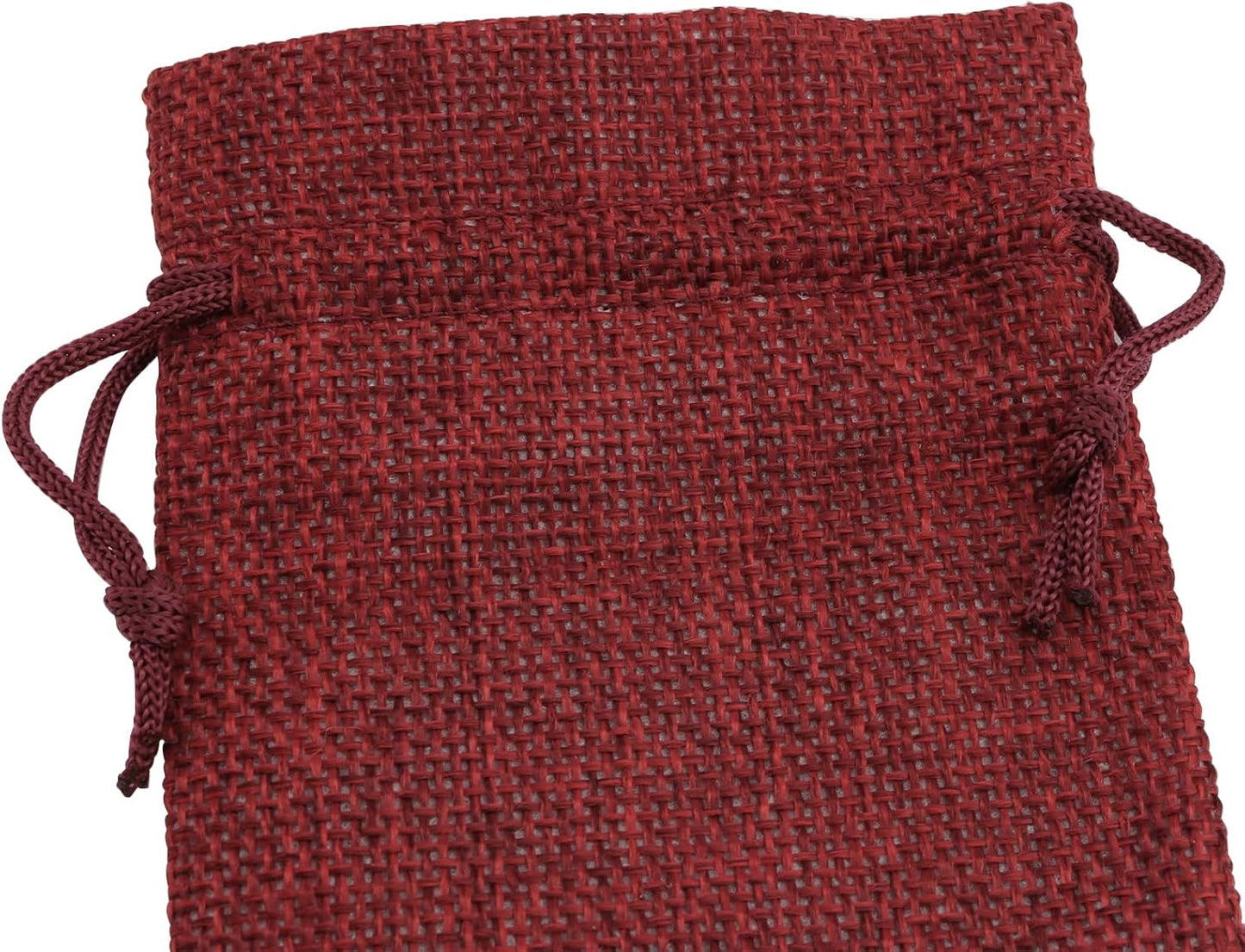 ZOENHOU 100 Packs 3 x 4 Inch Large Burlap Bags Bulk with Drawstring, Durable Wine Red Jute Drawstring Bags, Dustproof Burlap Sacks for Favors Party DIY Craft