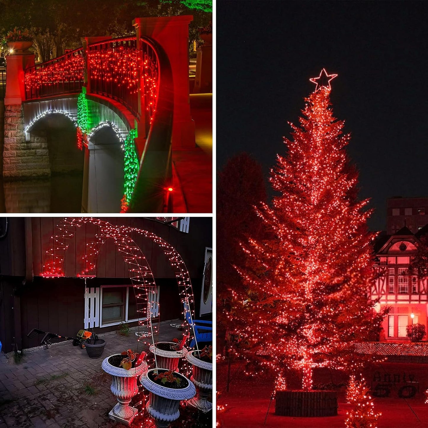 Red and Green Christmas String Lights,4 Pack Fairy Lights Battery Operated with Timer Christma Light for Outdoor/Indoor Waterproof,Twinkle Light for Bedroom Home Wedding DIY Christmas Decorations