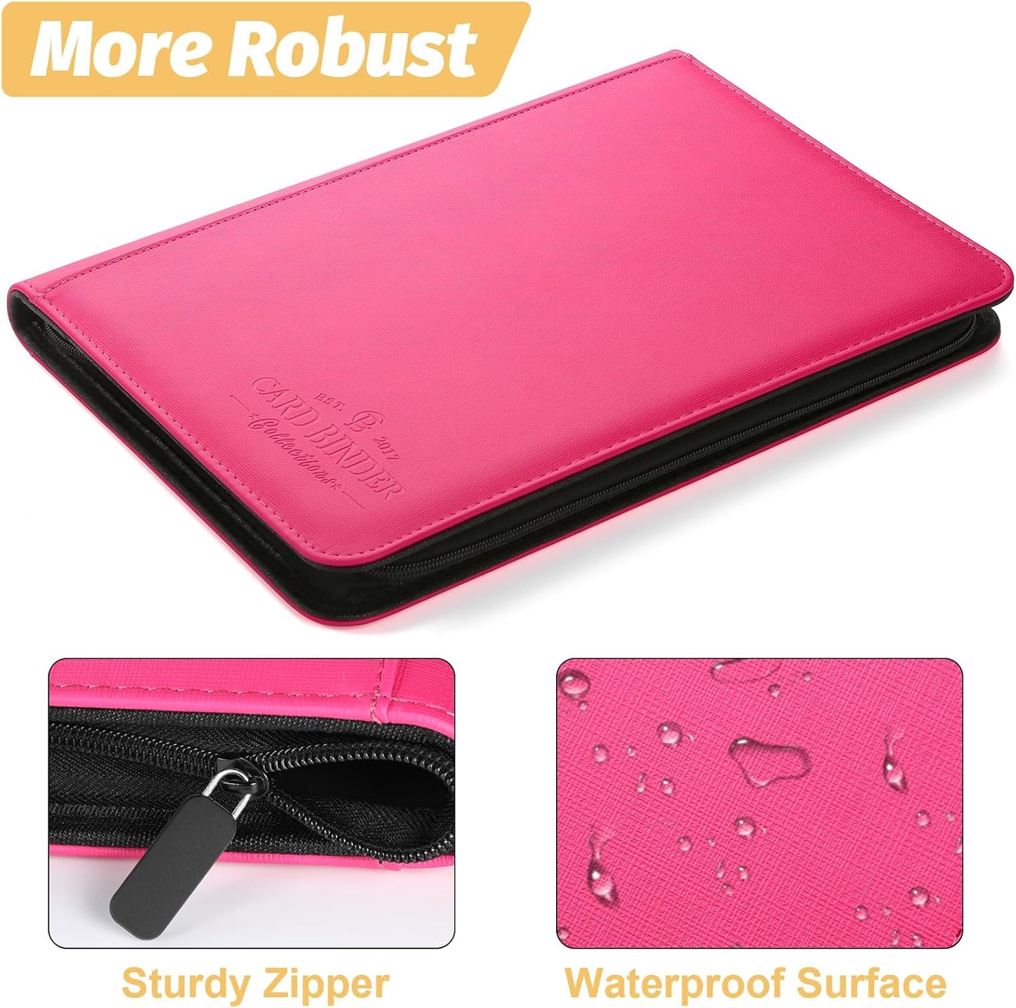 9 Pocket Card Binder, Premium Zip Trading Card Binder, 540 Double Sided Pocket PU Collection Binder, Collector Album, Card Folder for MTG, TCG, Sports Cards