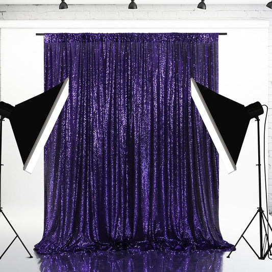 Eternal Beauty Purple Sequin Backdrop, 10x10 Ft Halloween Glitter Background Curtains for Shimmer Photography Party Wedding Birthday Back Drop Decor