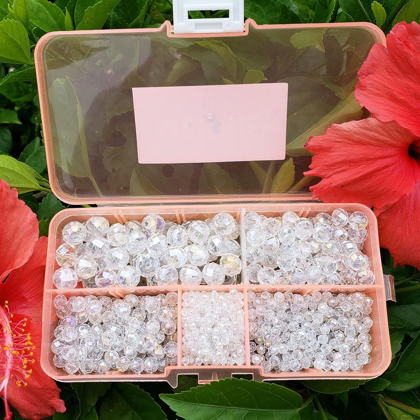 2-10mm Briolette Rondelle 810pcs White AB Crystal Glass Beads Faceted Shape Crystal Spacer Beads for Bracelet Necklace Decorative Hand Jewelry Making (2/4/6/8/10mm White AB)