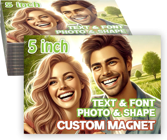 KETABAO – 5" Personalized Rectangle Magnetic Photo Picture Frames - Custom Refrigerator and Car Magnets for Decorations and Gifts