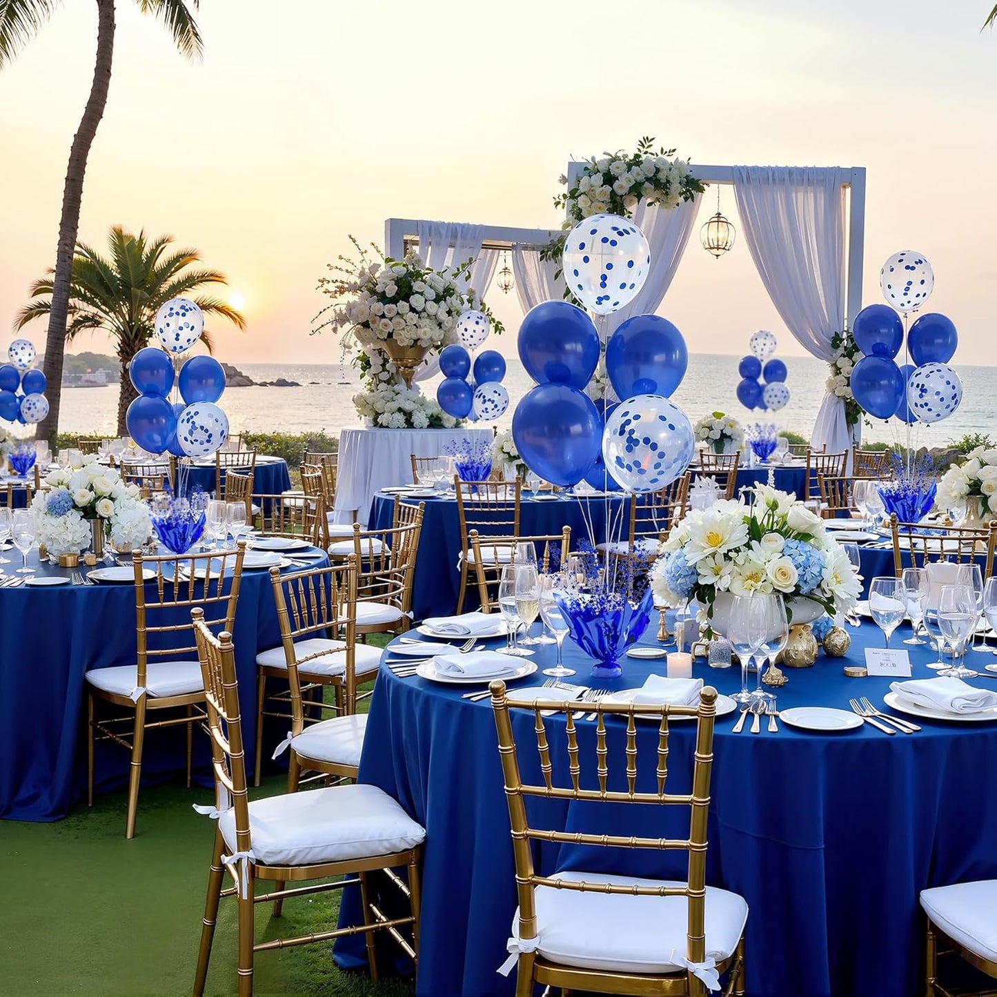 6 Set Blue Balloon Table Centerpieces for Birthday Parties, Balloon Stand Kit with Blue Balloons for Table Decoration