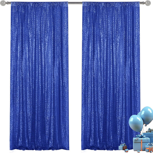 Navy Blue Sequin Backdrop Curtain 2 Pieces 2FTx8FT Glitter Photography Backdrop for Party Wedding Birthday Christmas Decorations