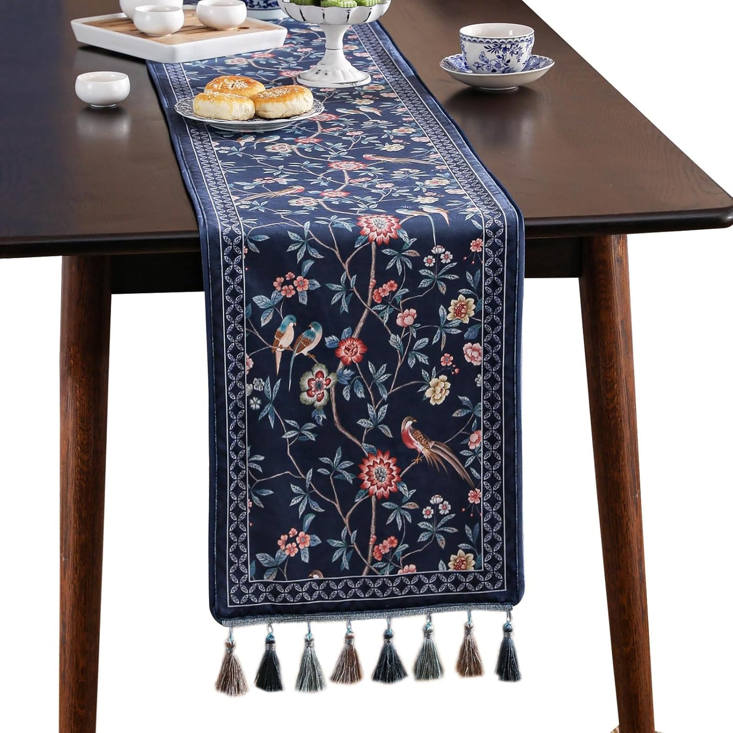 Velvet French Table Runner Farmhouse for Home Kitchen Dining Decor Parties Family Dinners Wedding 12"*118"