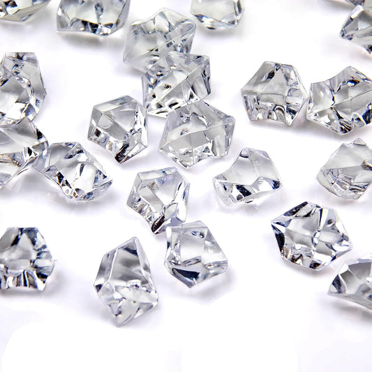 190Pcs Clear Vase Fillers, Fake Crush Ice Rocks Acrylic Diamonds for Wedding Centerpieces Home Party Table Scatter, 0.9 in Plastic Gems for Fish Tank Decor