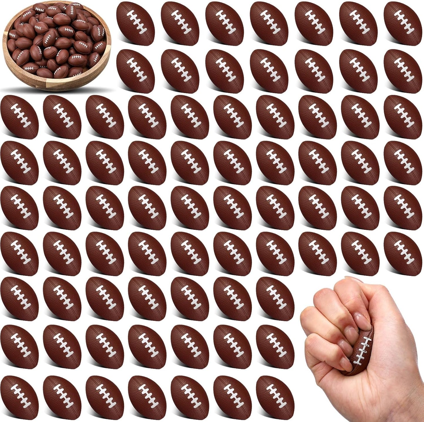 Jerify 250 Pack Mini Footballs Stress Balls Bulk 1.4 Inch Small Soft Foam Sports Balls Fidget Toys for Adults Goodie Bag Stuffers for Birthday Sports Carnival Party Favors(Dark Brown,1.46 x 0.98 Inch)