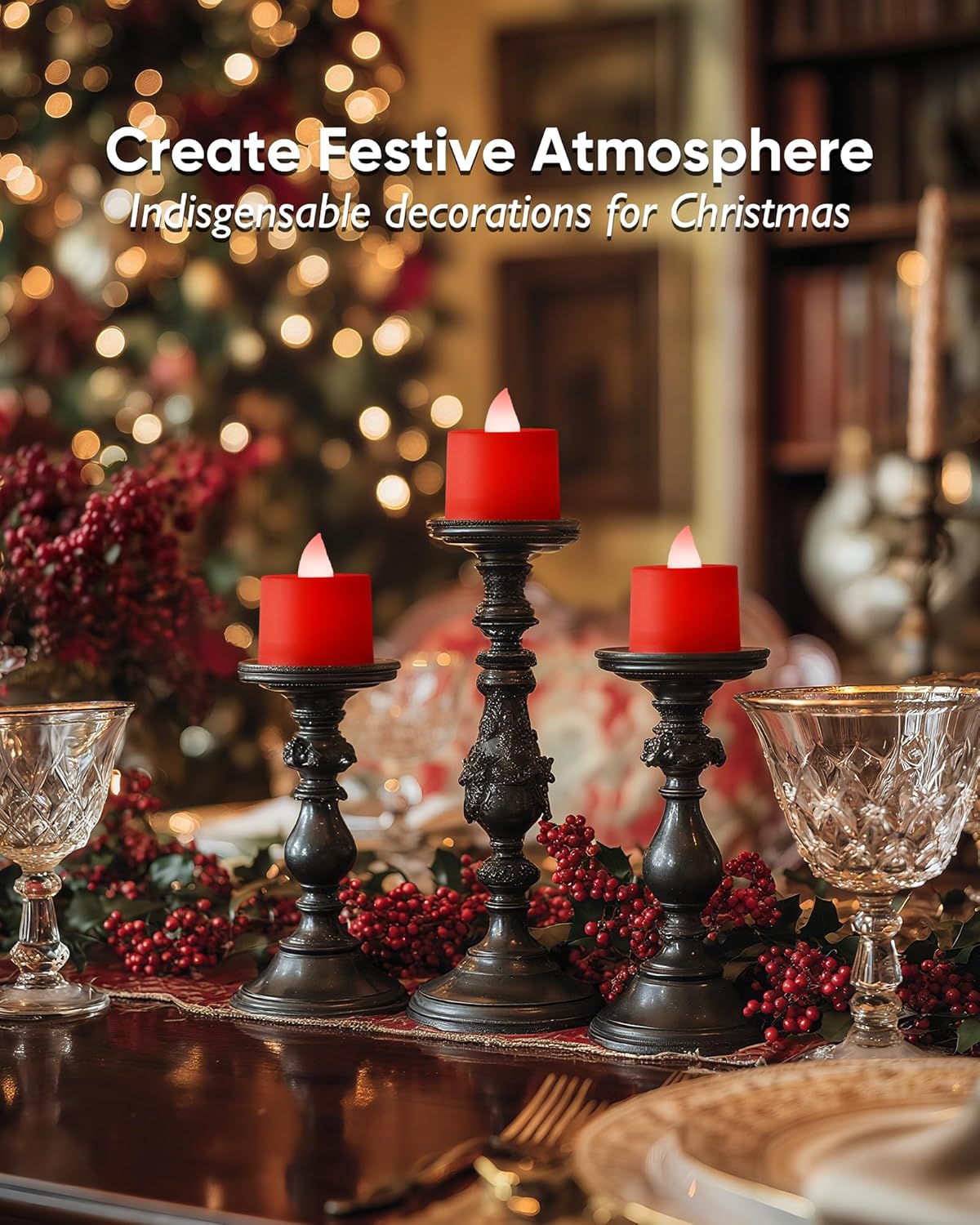 Amagic 24 Pack Red LED Tea Lights, Flameless Votive Candles Battery Operated, Electric Fake Colored Tealights Candles for Party, Halloween, Christmas, Aniversary, Wedding Table Centerpiece, Proposal