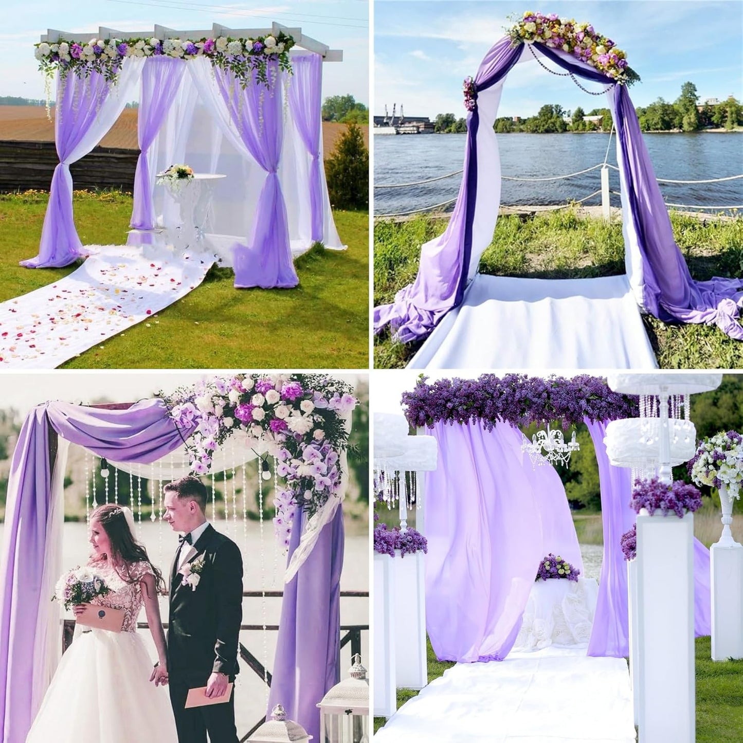 8 Panels Wedding Arch Draping Fabric 28" x 20Ft Wedding Arch Drapes Chiffon Fabric Drape Sheer Backdrop Curtain for Weddings Party Ceremony Baby Shower Arbor Drapery Reception Ceiling Decor(Lavender)