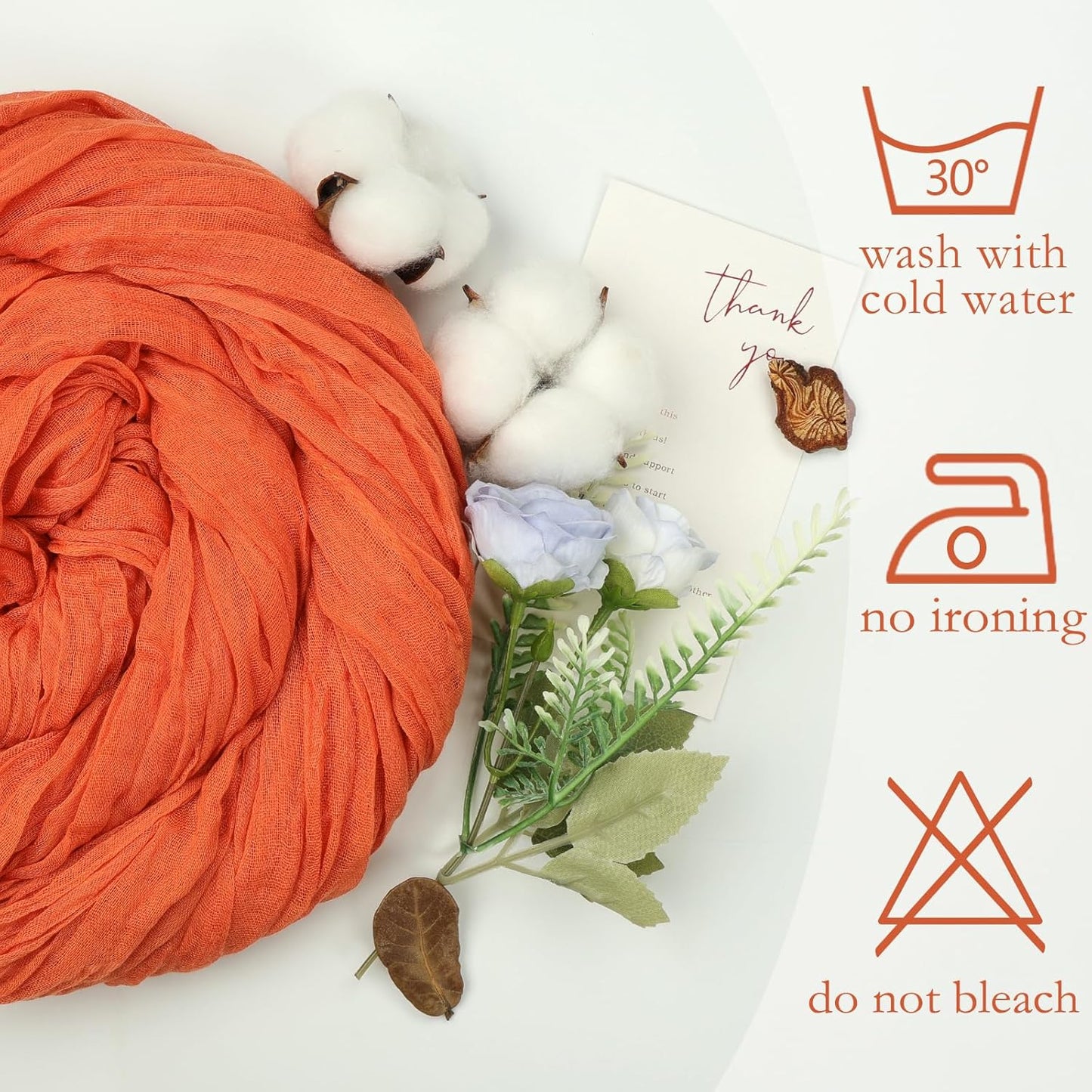 12 Pack Fall Thanksgiving Table Runner Orange 10ft Boho Gauze Fabric Cheesecloth Table Runner 35 x 120 Inch Rustic Sheer Runner for Wedding Home Décor Halloween Party Table Centerpiece Decorations