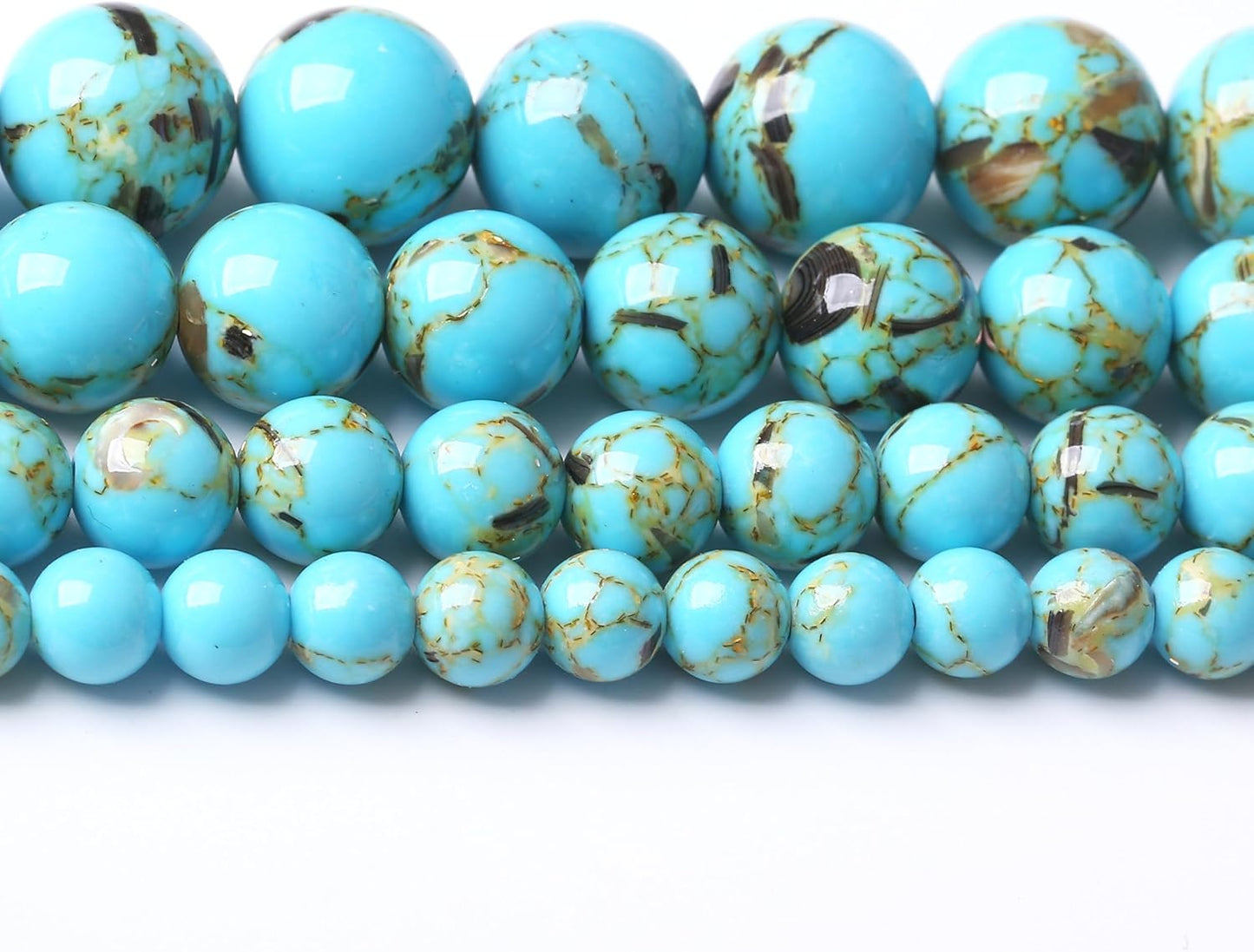 Blue Shell Turquoise Stone Beads Gemstone Round Crystal Energy Jade Beads Stone Beads for Jewelry Making DIY Bracelet Necklace Jewelry Making 1 Strand 15.5inch 35PCS 10MM