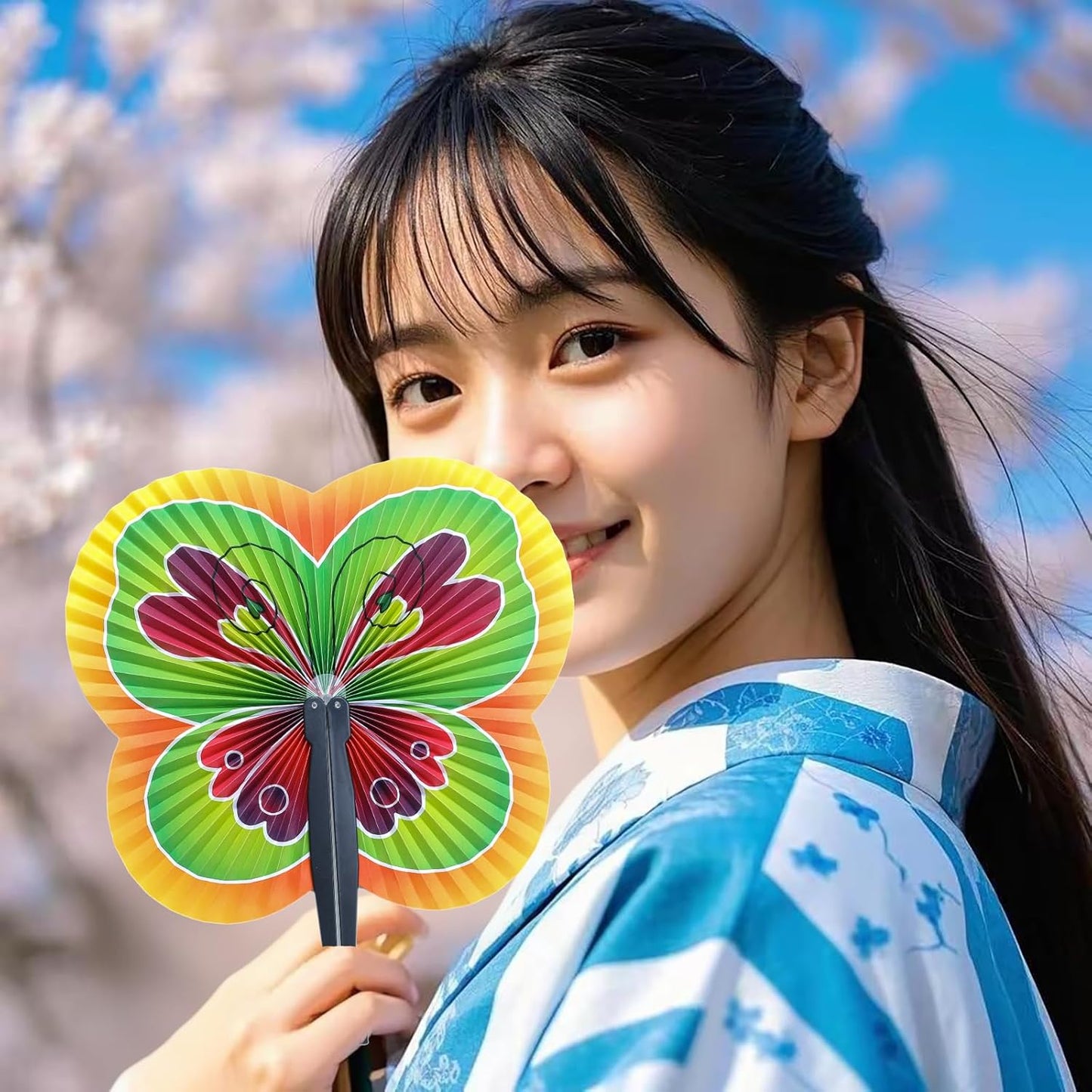 24 Pieces Folding Hand Paper Fans Handheld,Butterfly Decorations Accordion Fans Bulk for Festival Wedding Party Dancing Birthday Favors Decorations