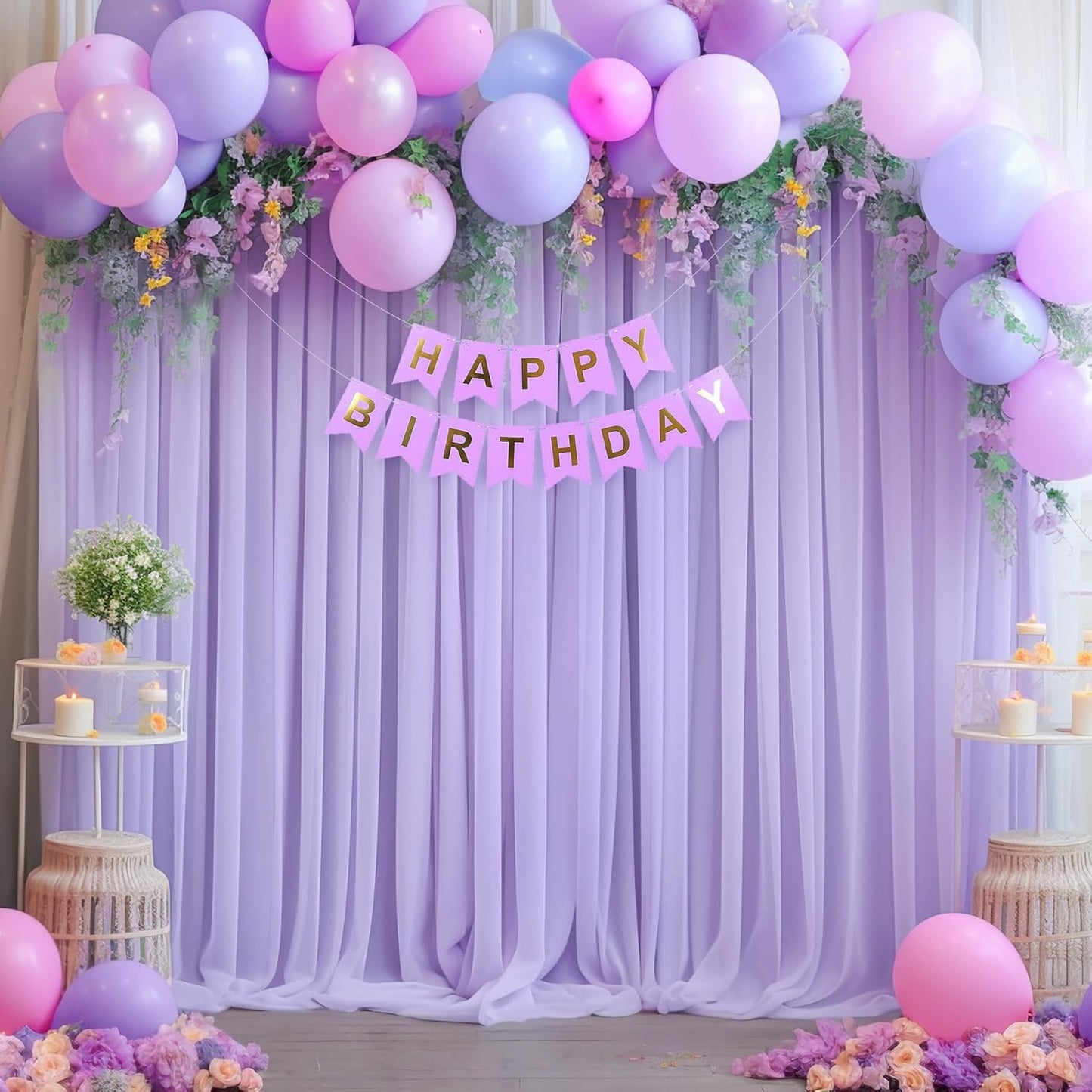 PARTISKY 20ft X 10ft Purple Tulle Backdrop Curtain for Parites, Sheer Backdrop Curtains Fabric Drapes for Wedding Ceremony Arch Party Stage Decorations