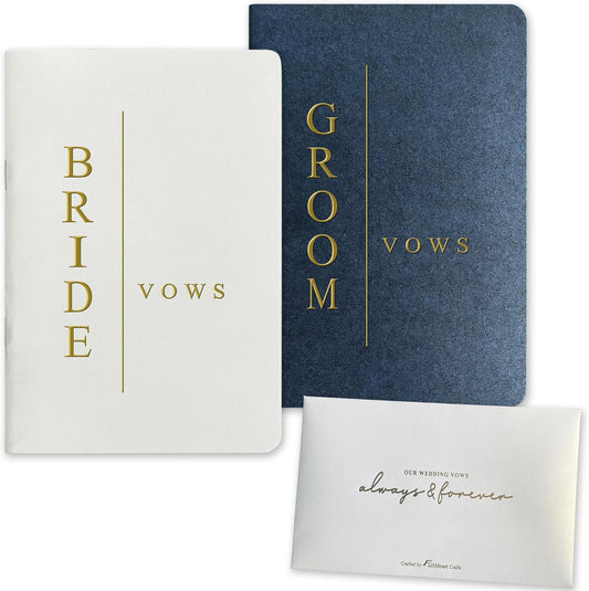 Vow Books His and Hers Wedding Vow Books Bride and Groom with Soft Touch Gold Foil Engraving Wedding Essentials(TR-GB-Navy)