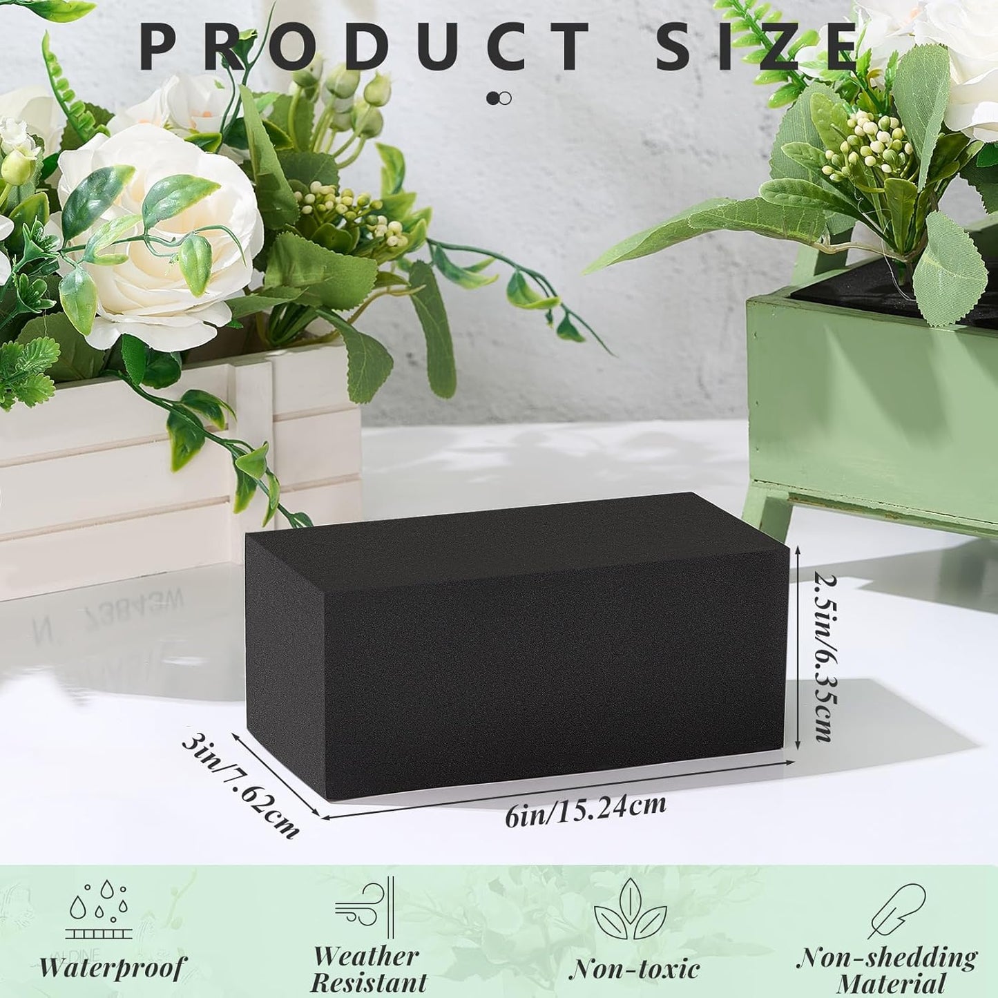 Lallisa 8 Pcs Reusable Floral Foam Blocks Water Weather Resistant Dry Floral Foam for Artificial Flower Arrangements Outdoor Flower Boxes Outside Hanging Planters Wedding Home Decor (6 x 3 x 2.5)