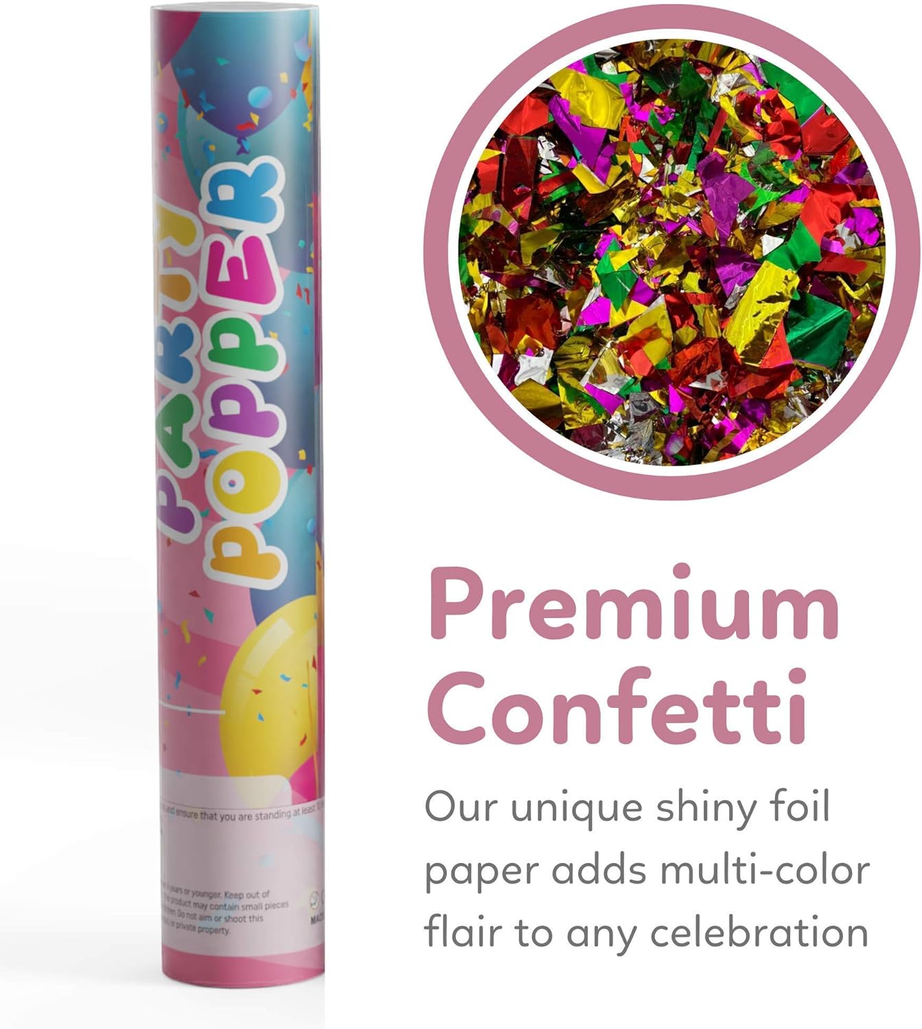 Confetti Poppers Confetti Cannon | 12 Pack | Glitter Multicolor | Party Poppers for Graduation, Birthday, Wedding | Alternative to Fireworks Smoke Bombs | Launches 25 ft | 12 inch | TUR Party Supplies