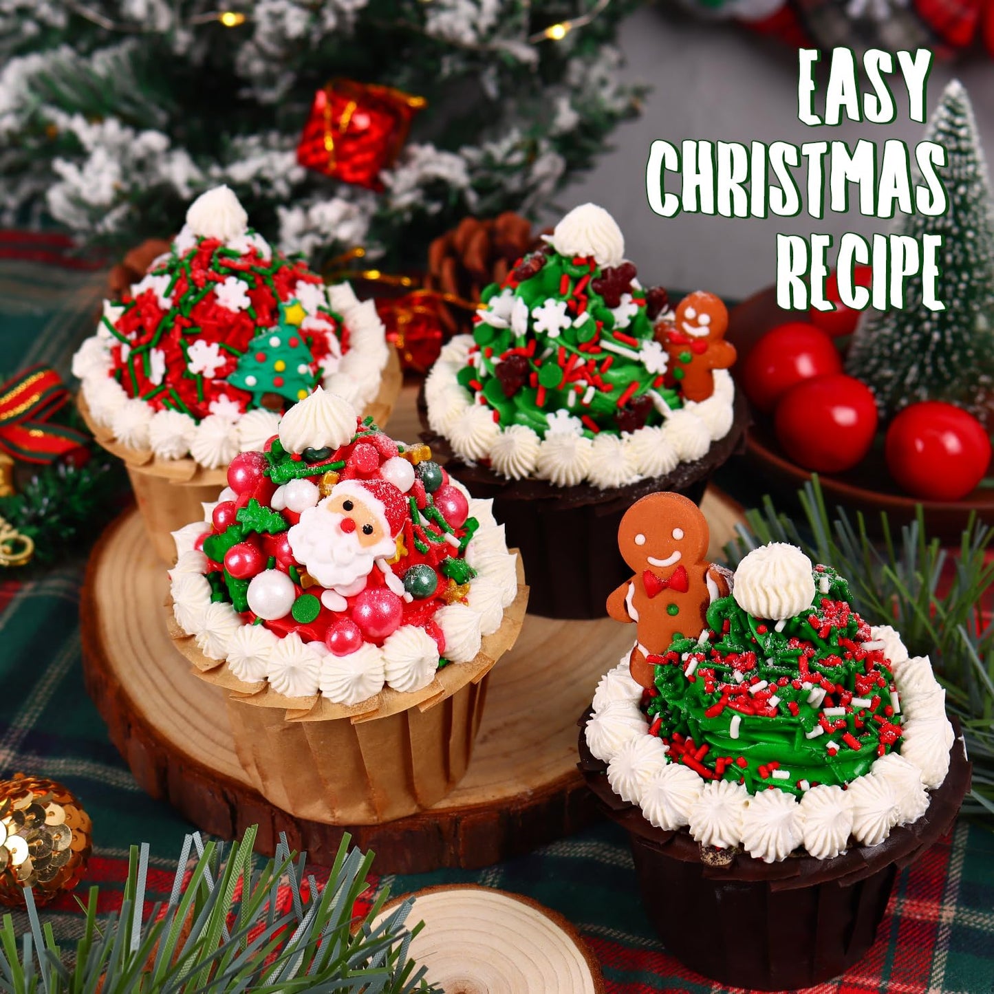 Christmas Sprinkles Bulk for Cake Decorating 7 ounce Holiday Jimmies Red and Green Sprinkles for Xmas Party Cupcake Toppers Cookie Ice Cream Decorations Celebrations