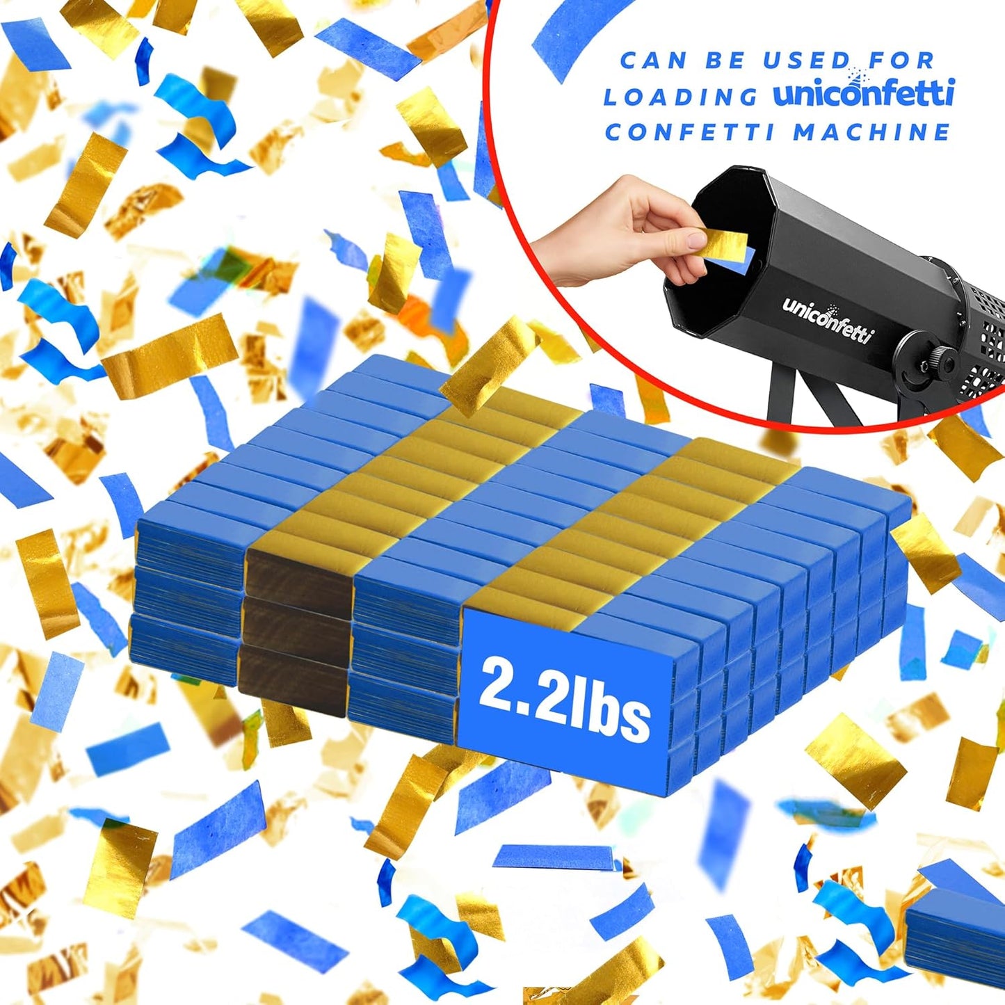 Blue & Gold Confetti Paper - BULK 2.2lbs | 1kg, Biodegradable Tissue Paper, Rainbow Light Weight, Non-Staining Paper, for Events, Crafts, Decorations