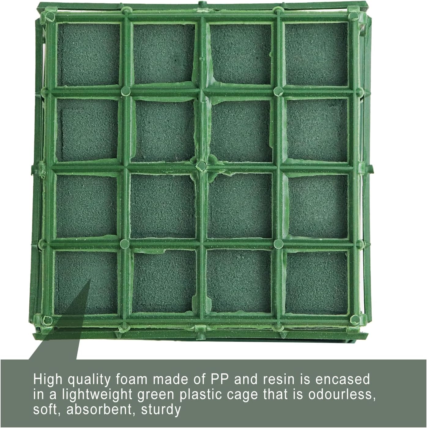 Krijues 2 Pcs Floral Foam Cage for Flowers for Christmas DIY Crafts, Square Flower Holder with Floral Foam for Fresh Flower Arrangement Decoration, Wedding, Interior and Garden 4.1 x 4.1 x 3.1 Inch