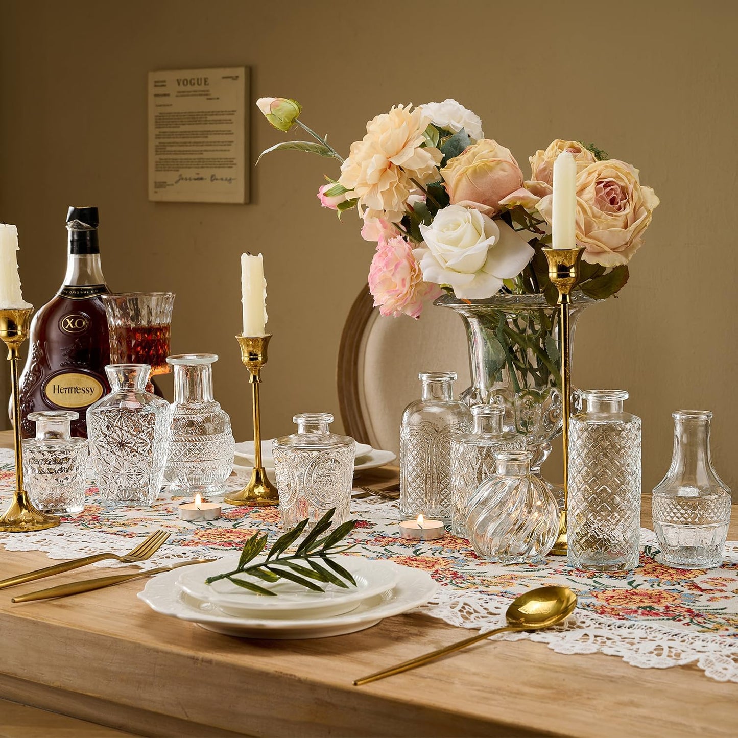 Glass Bud Vase Set of 33 Pcs Small Minimalist Vases for Flowers, Vintage Rustic Home Decor for Table Centerpiece Wedding Party, Modern Clear Aromatherapy Bottle for Living Room Bedroom