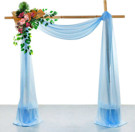 VDS Pack of 4 Panel (30 Inch X 20 Feet) Wedding Arch Draping Fabric Sheer Chiffon Fabric Drapery for Wedding Ceremony Reception Swag Backdrop Canopy Chuppah ARBO Altars Decoration (Turquoise)