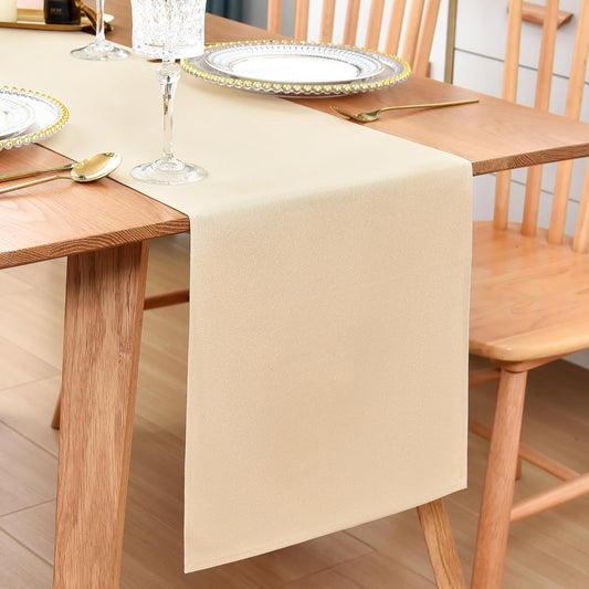 Farmhouse Beige Table Runner Dining Table Runners 60 Inches Long Coffee Table Runner for Dresser Living Room Bedroom Holiday Party Banquet 12X60 Inch