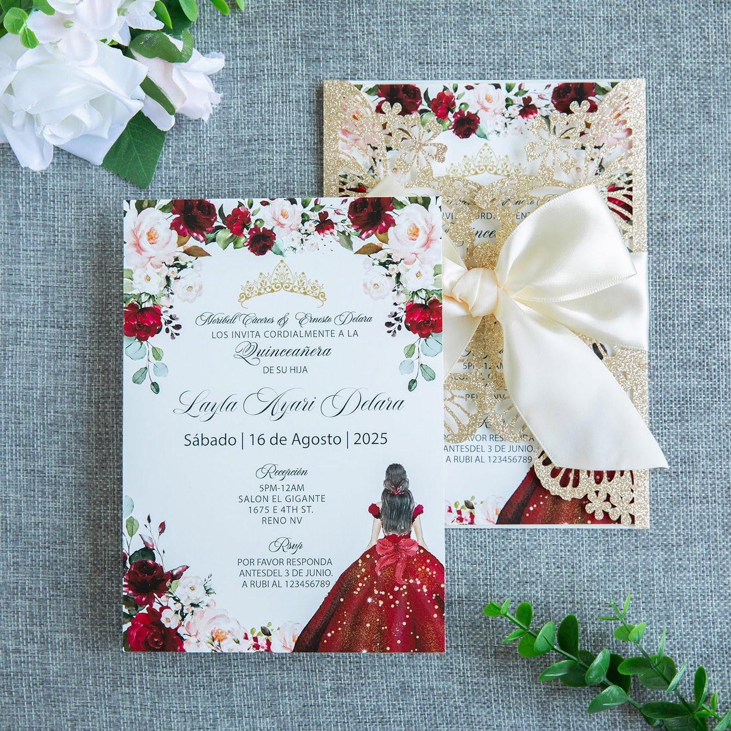 20 PCS 5.12x7.2 Butterfly Quinceanera Invitation, Laser Cut Wedding Invitation Cards with Envelopes for XV Anos Bridal Shower Baby Shower Invite (Light Gold)