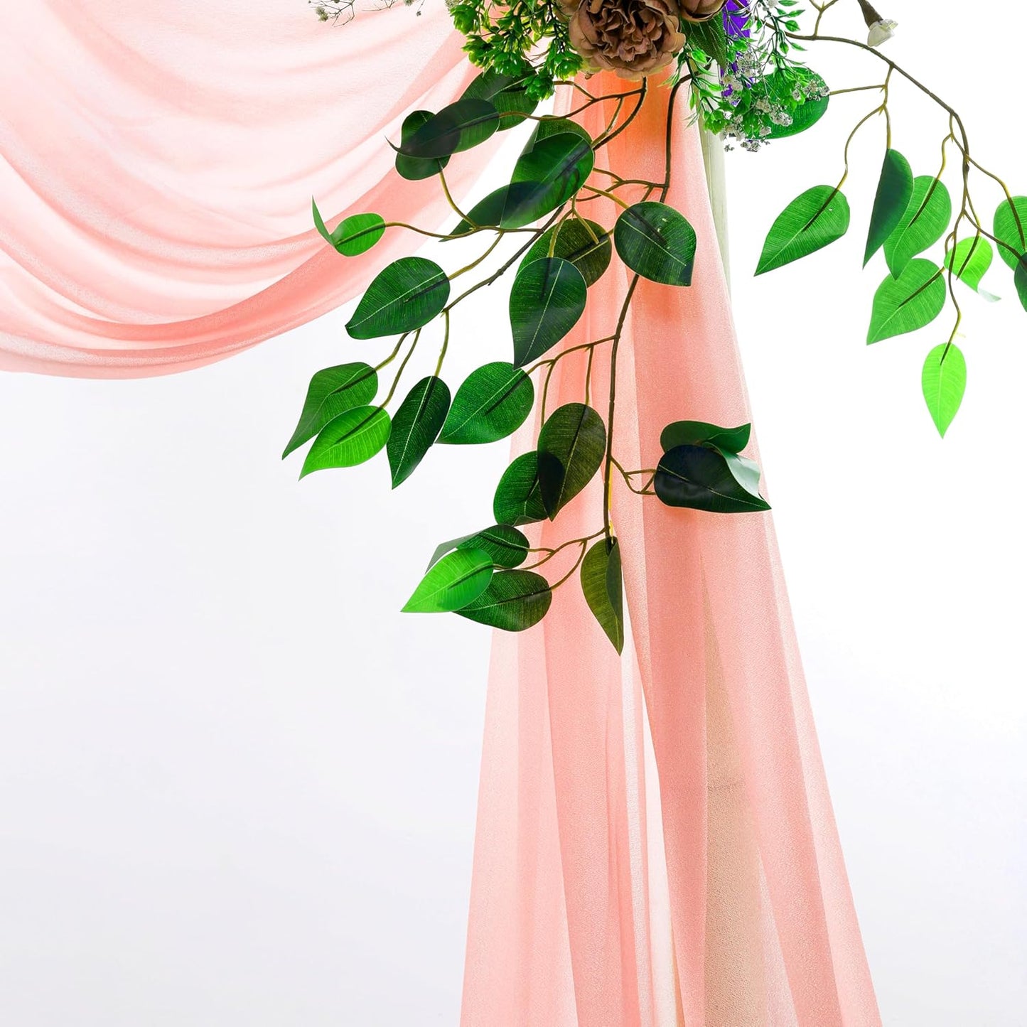 VDS Pack of 1 Panel (30 Inch X 100 Feet) Wedding Arch Draping Fabric Sheer Chiffon Fabric Drapery for Wedding Ceremony Reception Swag Backdrop Canopy Chuppah ARBO Altars Decoration (Peach)