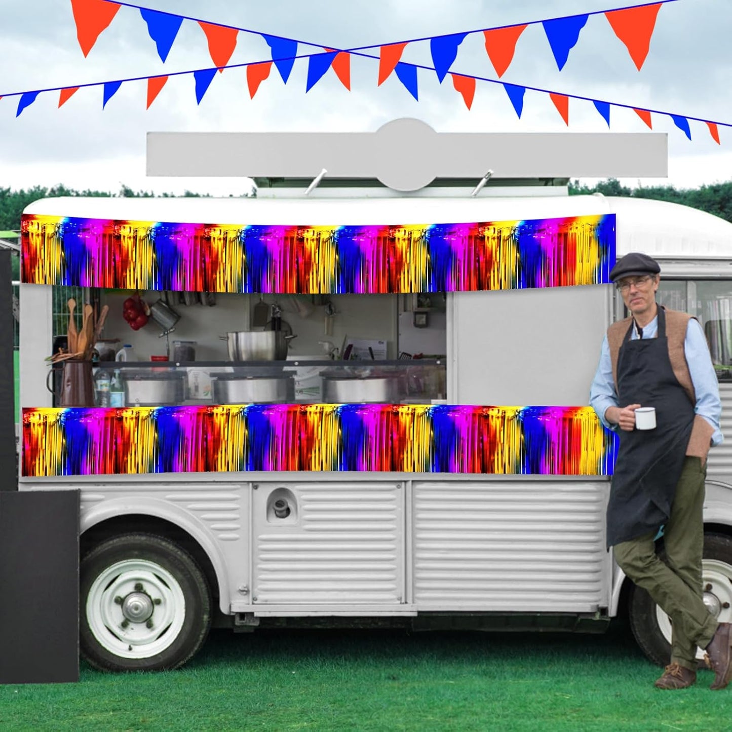 3 Pack 10 Long Rainbow Metallic Foil Fringe Garland Wall Hanging Tassle Banner, Mother's Day, Easter, Parade Floats, Birthday, Theme Party, Wedding Party Decorations