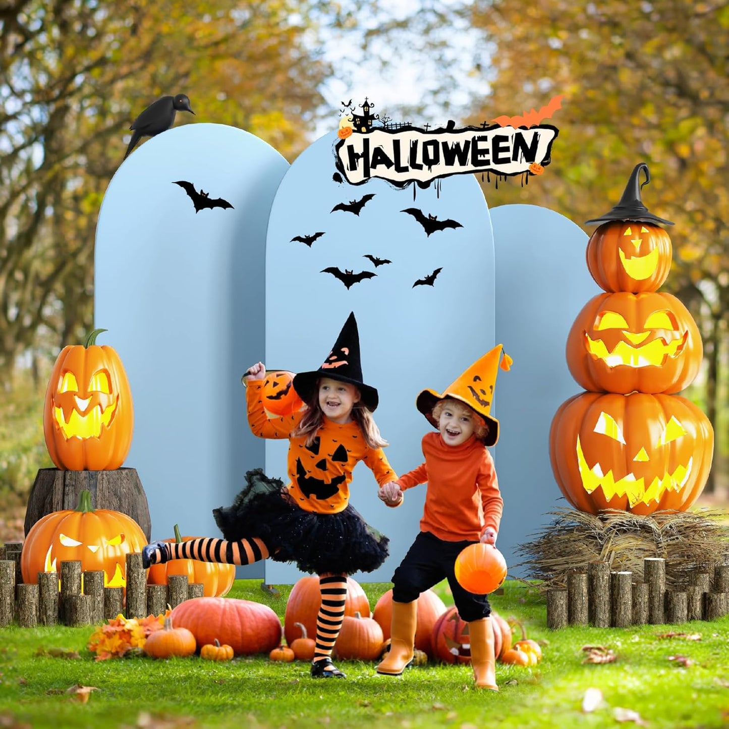 Spandex Anti Wrinkle Arch Backdrop Cover - High Elastic Fitted Arch Stand Cover Set of 3 Dusty Blue Round Top Chiara Backdrop for Wedding Birthday Party Garden 6.6FT, 7.2FT, 8FT