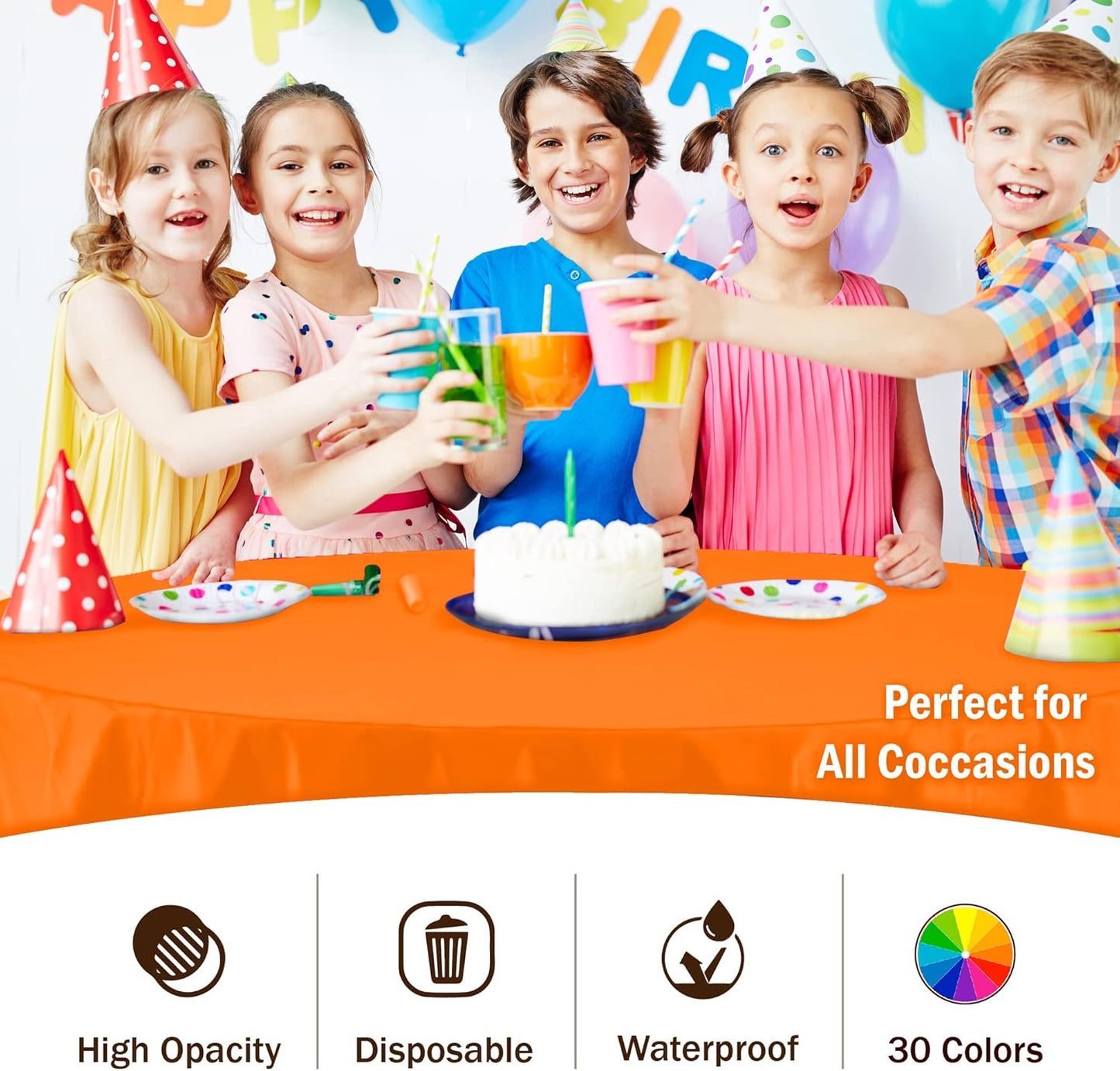 Exquisite 12-Pack Premium Plastic 84-Inch Round Tablecloth, Orange