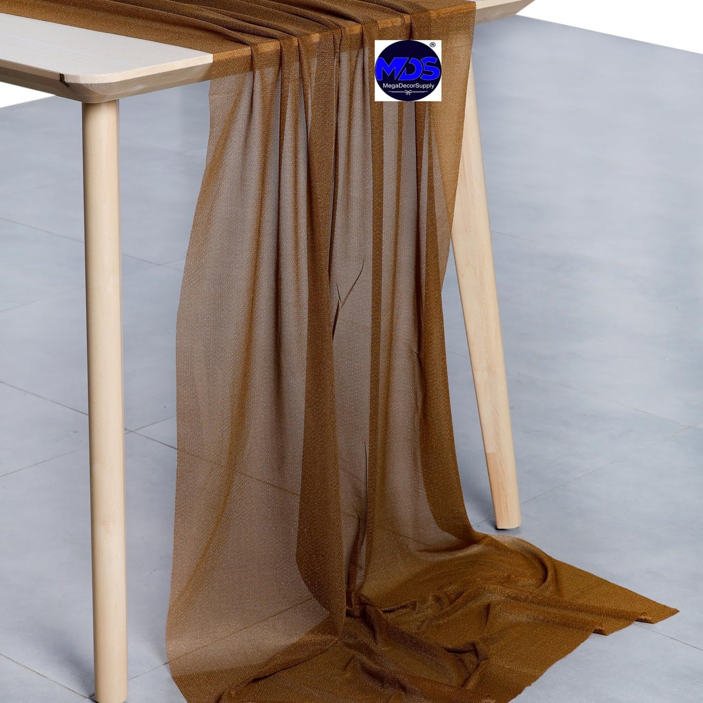 MDS 25 Pack 10ft Chiffon Table Runner 29 x 120 Inches Sheer Wedding Runner Romantic Rustic Table Runner for Wedding Decorations, Birthday Parties, Bridal Shower Party Arch Decor - Mocha