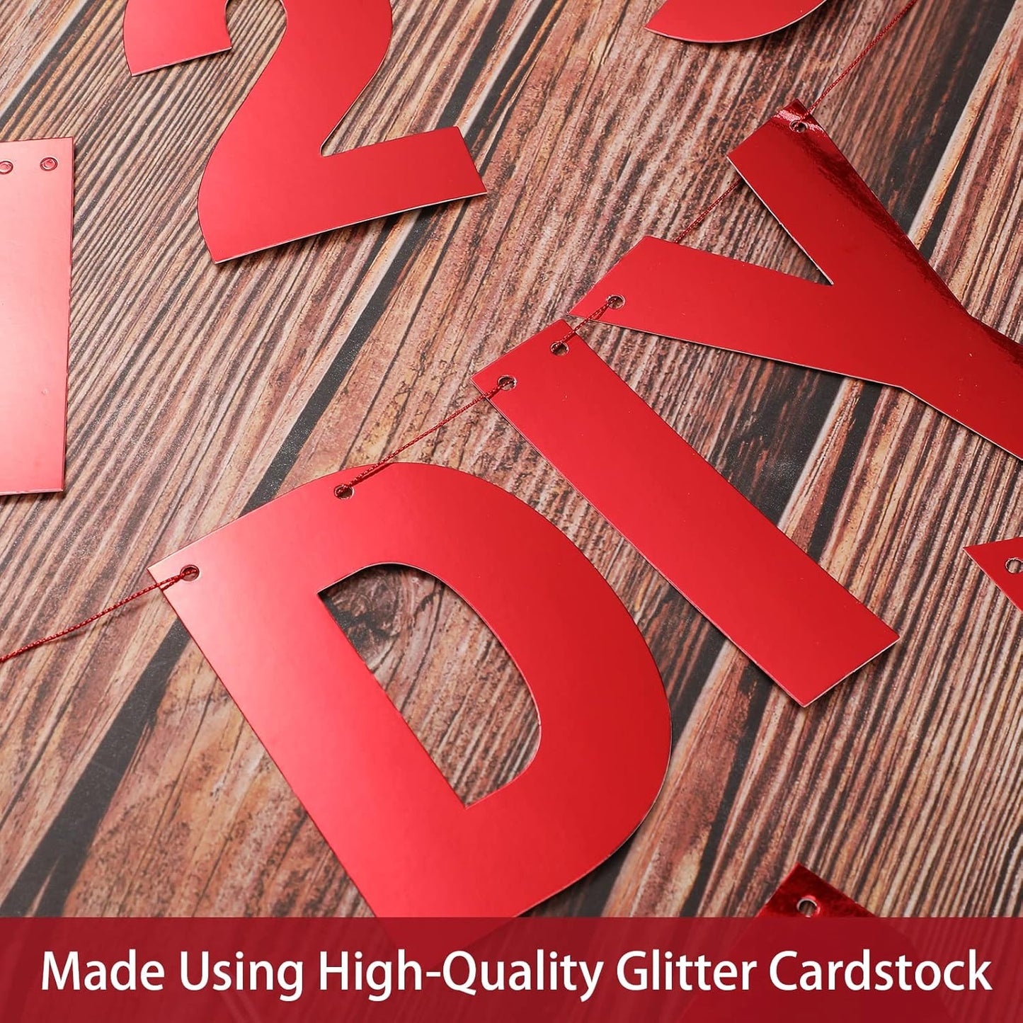 TaoBary 112 Pcs DIY Letter Custom Banner Glitter Customizable Banner Kit Including 107 Letters and Numbers 3 Rope for Valentine Birthday Party(Bright Red)