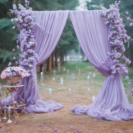 10ft x 10ft Lilac Backdrop Curtains, Wrinkle-Free Sheer Chiffon Fabric Photo Backdrop Drapes for Wedding Arch Party Ceremony Stage Photography Decorations