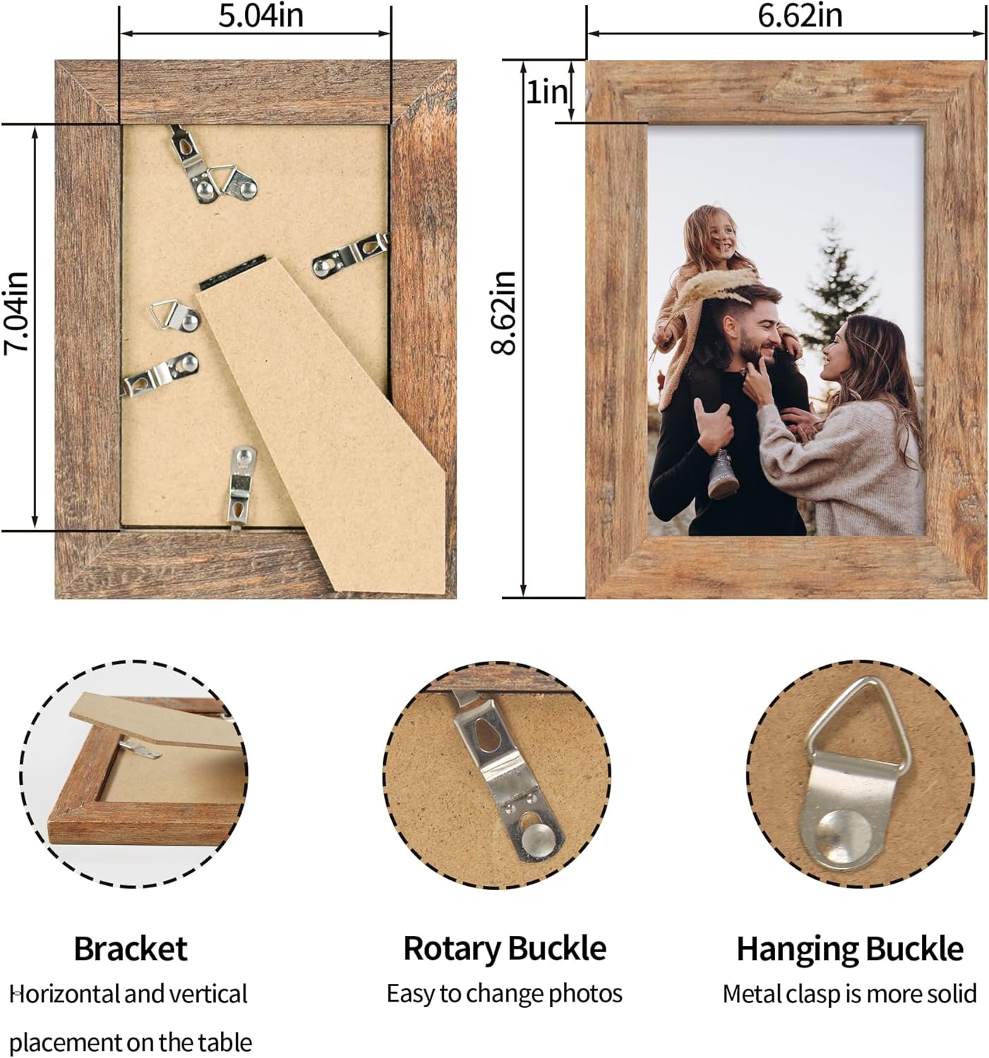 5x7 Picture Frame Set of 4 with High Definition Real Glass, Mixed Color Wood Photo Frames for Desktop Display and Wall Mounting