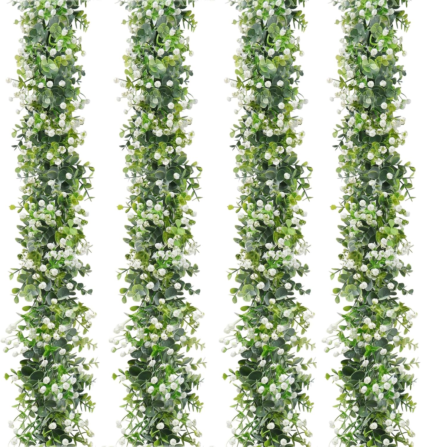 SOMYTING Artificial Eucalyptus Garland 4 Packs 6Ft Faux Eucalyptus Garlands Eucalyptus Leaves Table Greenery Garland Wreath Vines Artificial Vine Plants for Wedding Backdrop Arch Table Party Decor