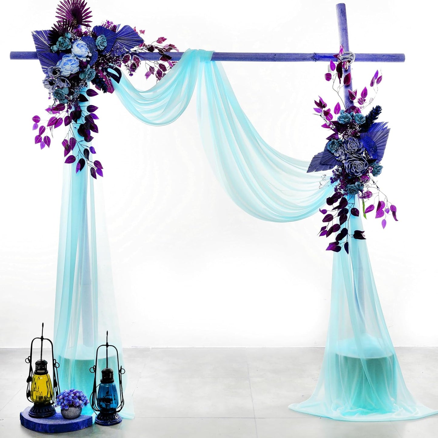 VDS Pack of 2 Panel (30 Inch X 30 Feet) Wedding Arch Draping Fabric Sheer Chiffon Fabric Drapery for Wedding Ceremony Reception Swag Backdrop Canopy Chuppah ARBO Altars Decoration (Teal)