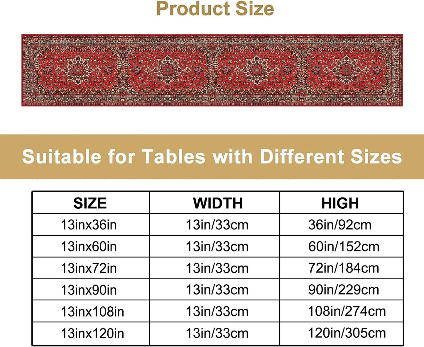 Vintage Boho Floral Table Runner, Rustic Country Farmhouse Red Black Retro Flower Pattern for Home Kitchen Table Decor Dining Coffee Room Party Decor 13x72in