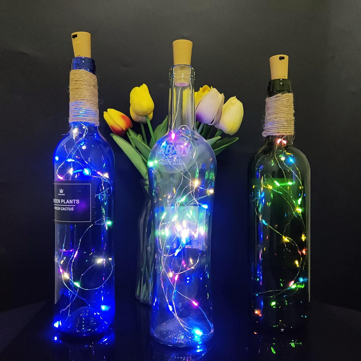 Wine Bottle Lights with Cork 15Pack 10 LED 40 Inches Battery Operated Silver Wire Liquor Fairy Mini String Lights for Party Christmas Halloween Wedding Decoration