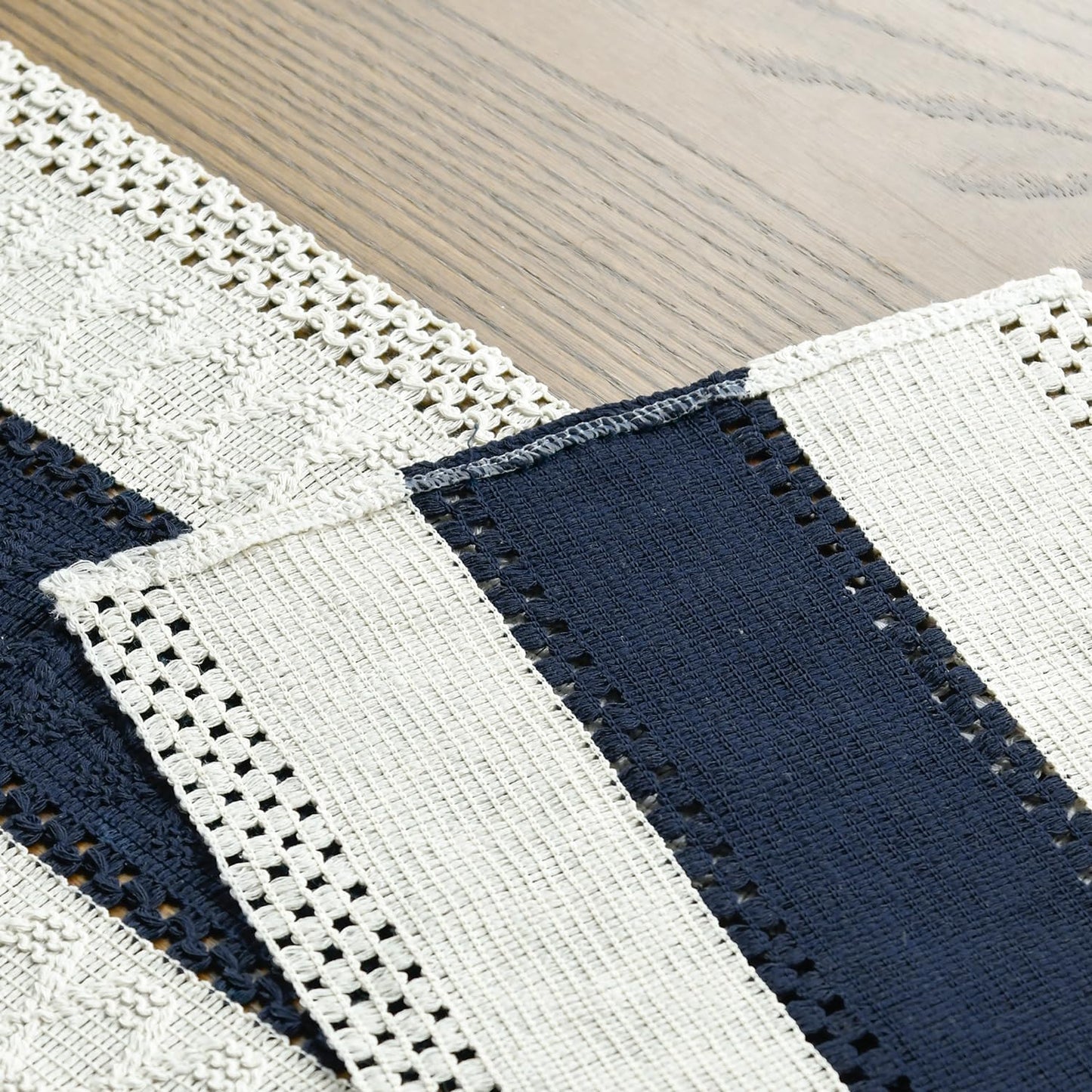 Artoid Mode Dark Blue Farmhouse Rustic Table Runner, Seasonal Holiday Hollow Kitchen Dining Table Decoration for Home Party Decor 12x108 Inch