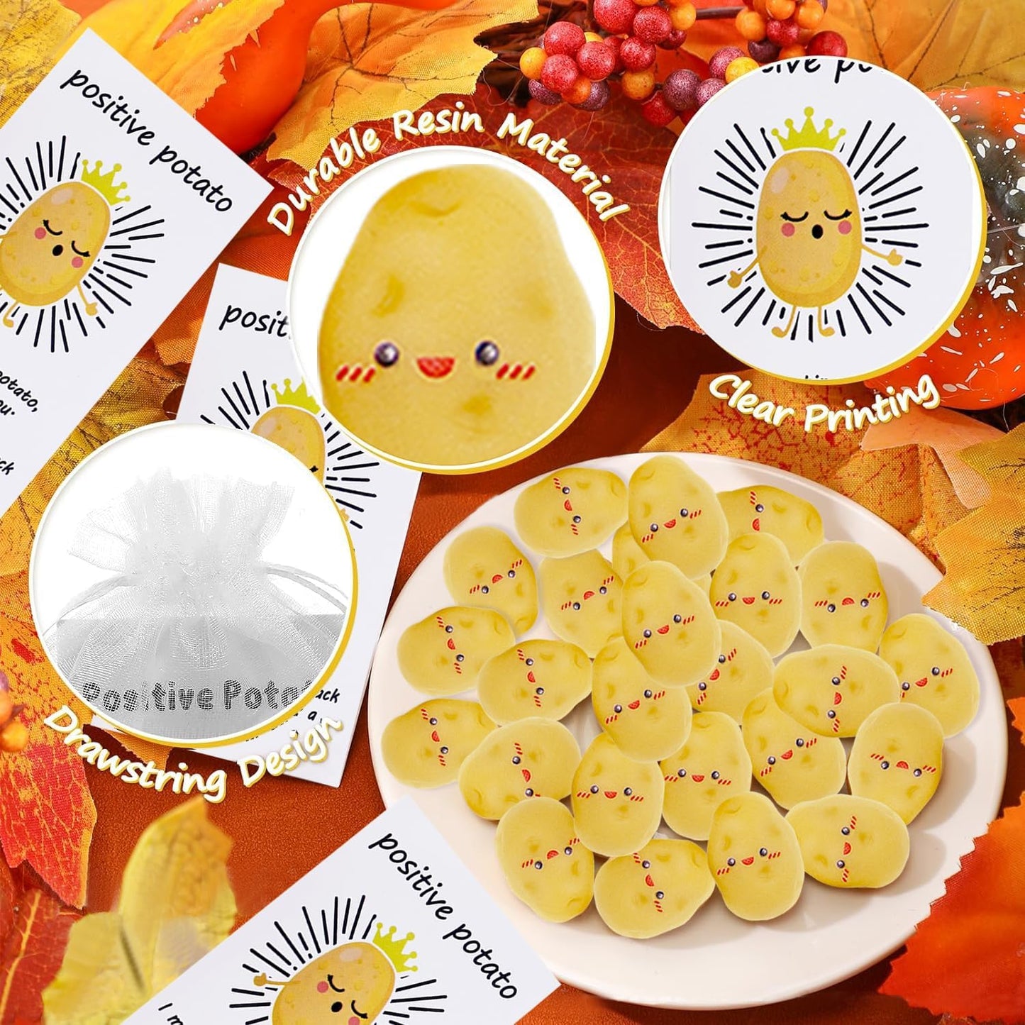 60 Set Positive Potato Bulk Employee Appreciation Gifts for Thank You Staff Back to School Student Teacher Coworker Nurse Pocket Gifts End of Year Student Gift Pun Inspirational Cards Office Gift