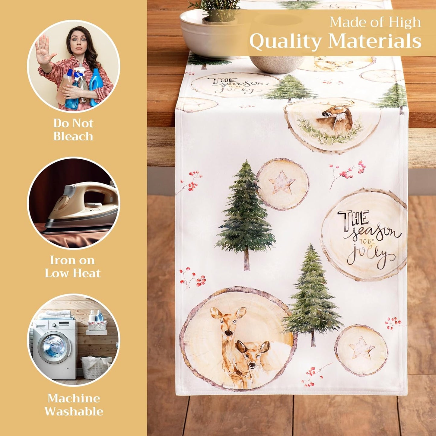 Maison d' Hermine Table Runner 100% Cotton Double Layer Table Runners 108 inches Long for Thanksgiving Christmas Decorations Home Kitchen Dining Party Wedding (Mountain Life, 14.5" x 108")