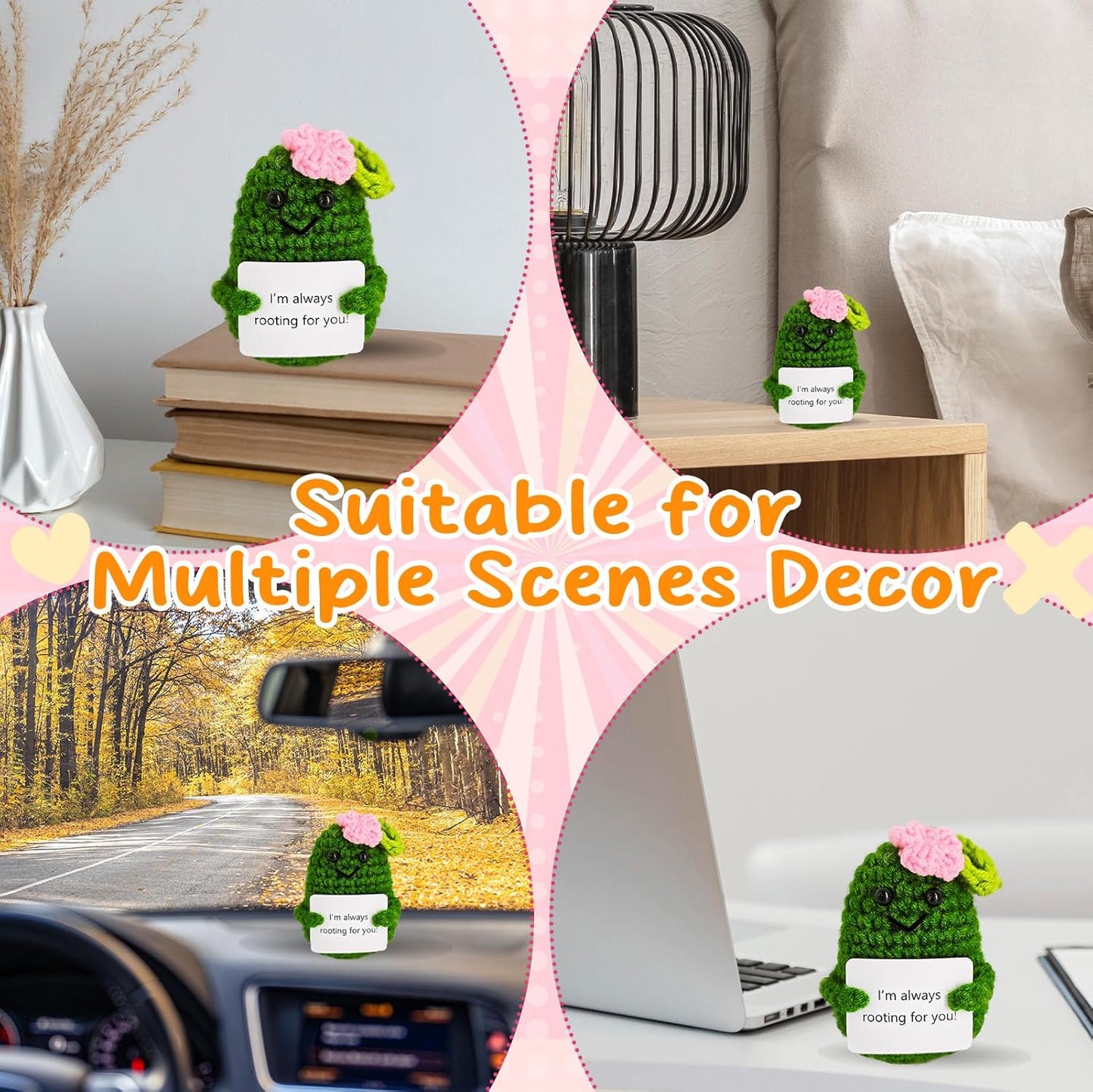 Crochet Emotional Support Melon-Handmade Mental Health Gifts for Friends,Family-Uplifting Gifts for Grandpa,Grandma Mom,Dad,Teens