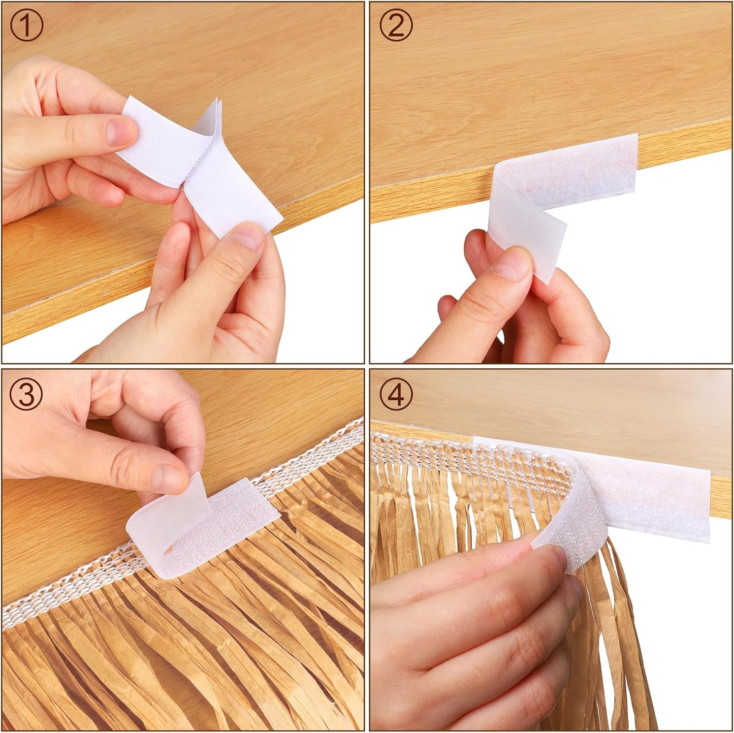 Fovths 2 Packs Luau Grass Table Skirt Fringe Dark Straw Grass Skirt 108 x 30 Inch Hibiscus Hawaiian Table Skirts Rectangle Tropical Luau Party Decorations for Hawaiian Decorations