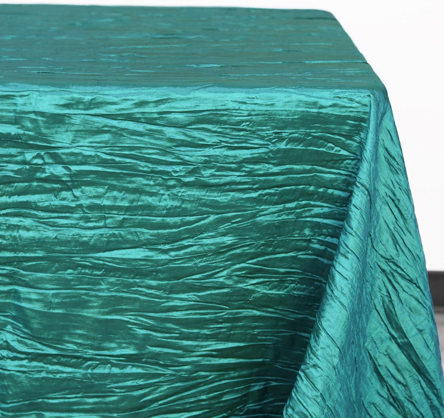 YOUR CHAIR COVERS - 90 x 156 inch Rectangular Crinkle Taffeta Tablecloth - Teal, Rectangle Table Linens for 8 ft Rectangular Tables, Wedding Crushed Table Cloth