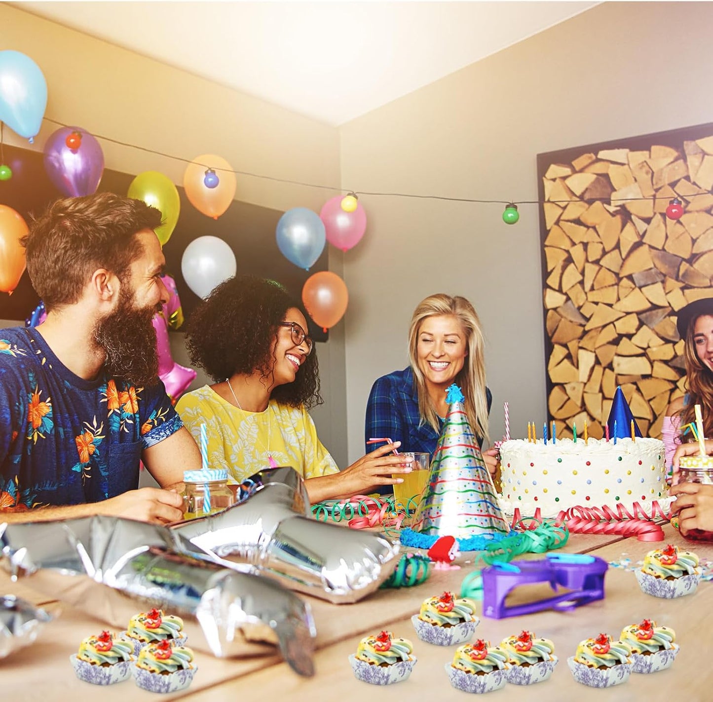 Tanlade 350 Pcs Square Mini Cupcake Liners Disposable Brownie Baking Pan Liners 1.77 Inch Paper Baking Cup for Cup and Cupcakes Party Supplies for Weddings Birthdays Bridal Showers(Blue Flower)