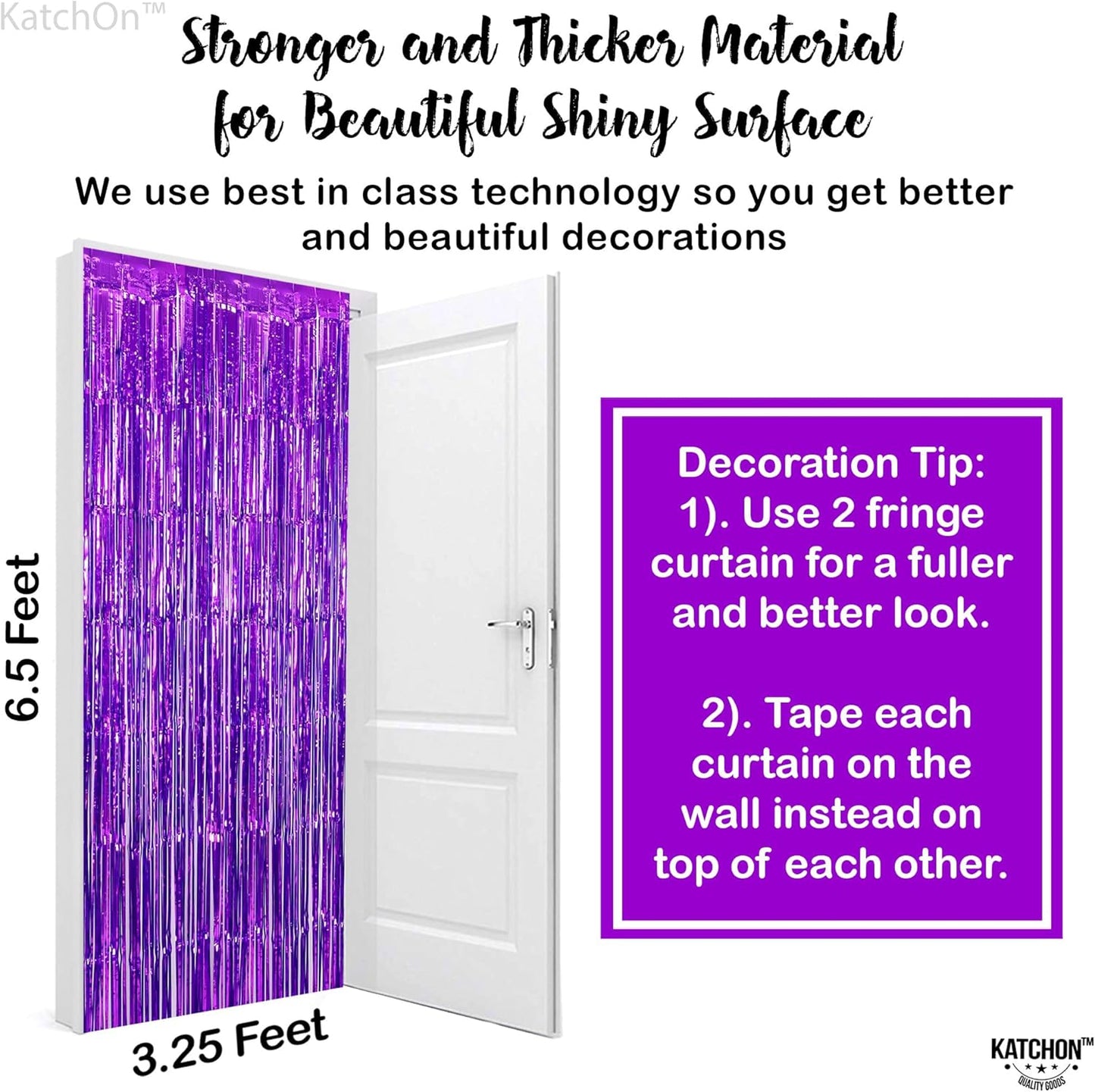 KatchOn, Metallic Purple Foil Fringe Curtain - Pack of 2 | Streamer Backdrops for Purple Birthday Decorations | Bachelorette, New Year, Halloween Party Decorations | Unicorn, Mermaid Party Decoration